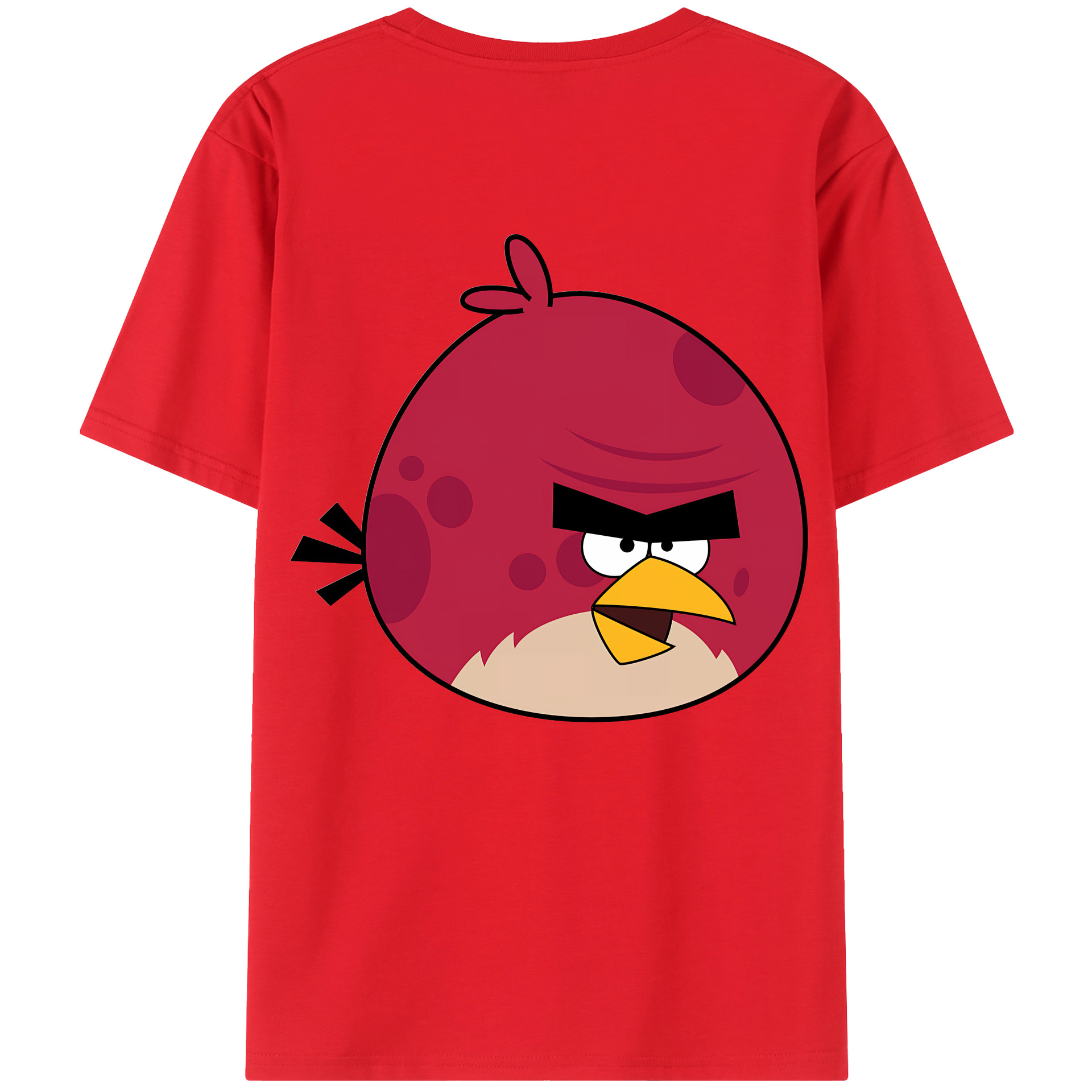 （画像用） Angry Birds アングリーバード 綿100％ メンズ半袖Tシャツ（バックプリント） 通気性