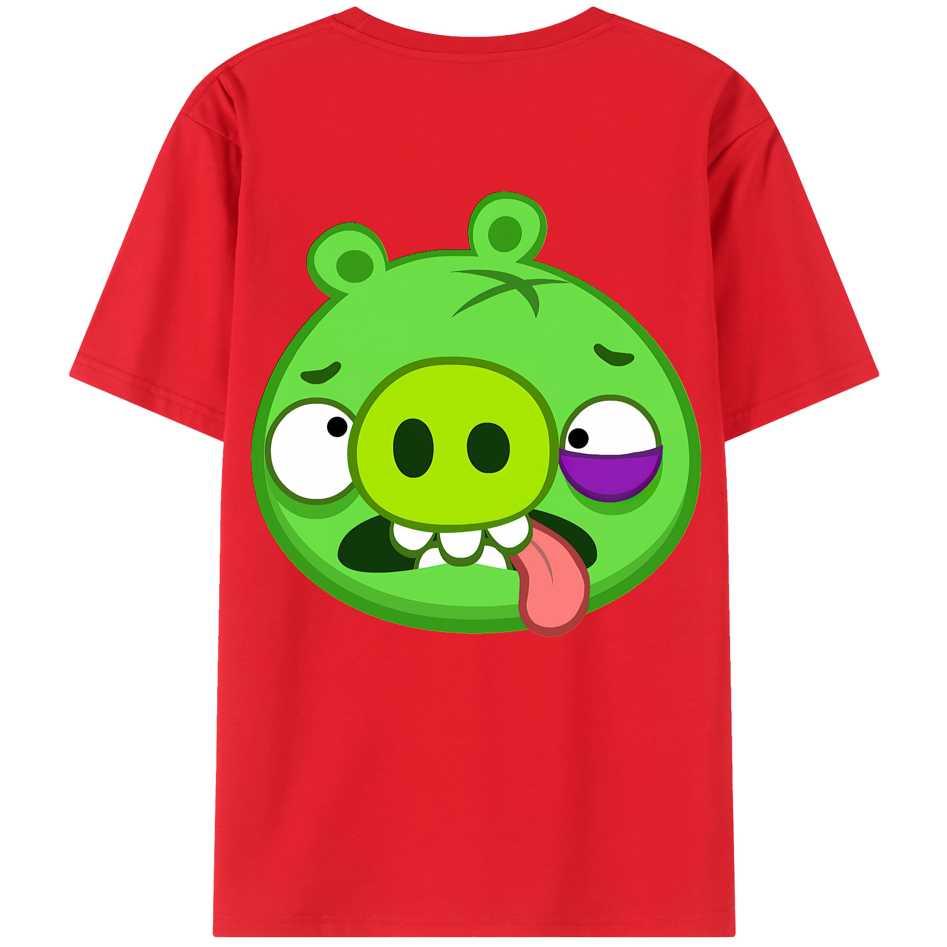 （画像用） Angry Birds アングリーバード 綿100％ メンズ半袖Tシャツ（バックプリント） 通気性
