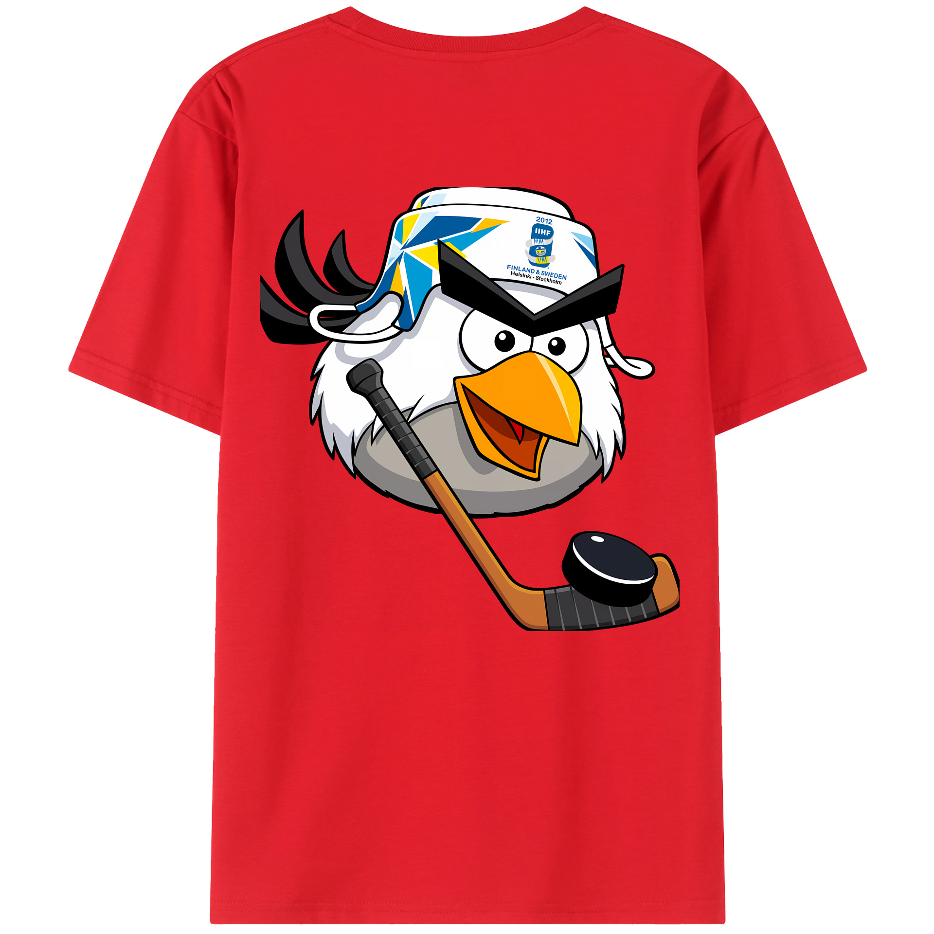 （画像用） Angry Birds アングリーバード 綿100％ メンズ半袖Tシャツ（バックプリント） 通気性