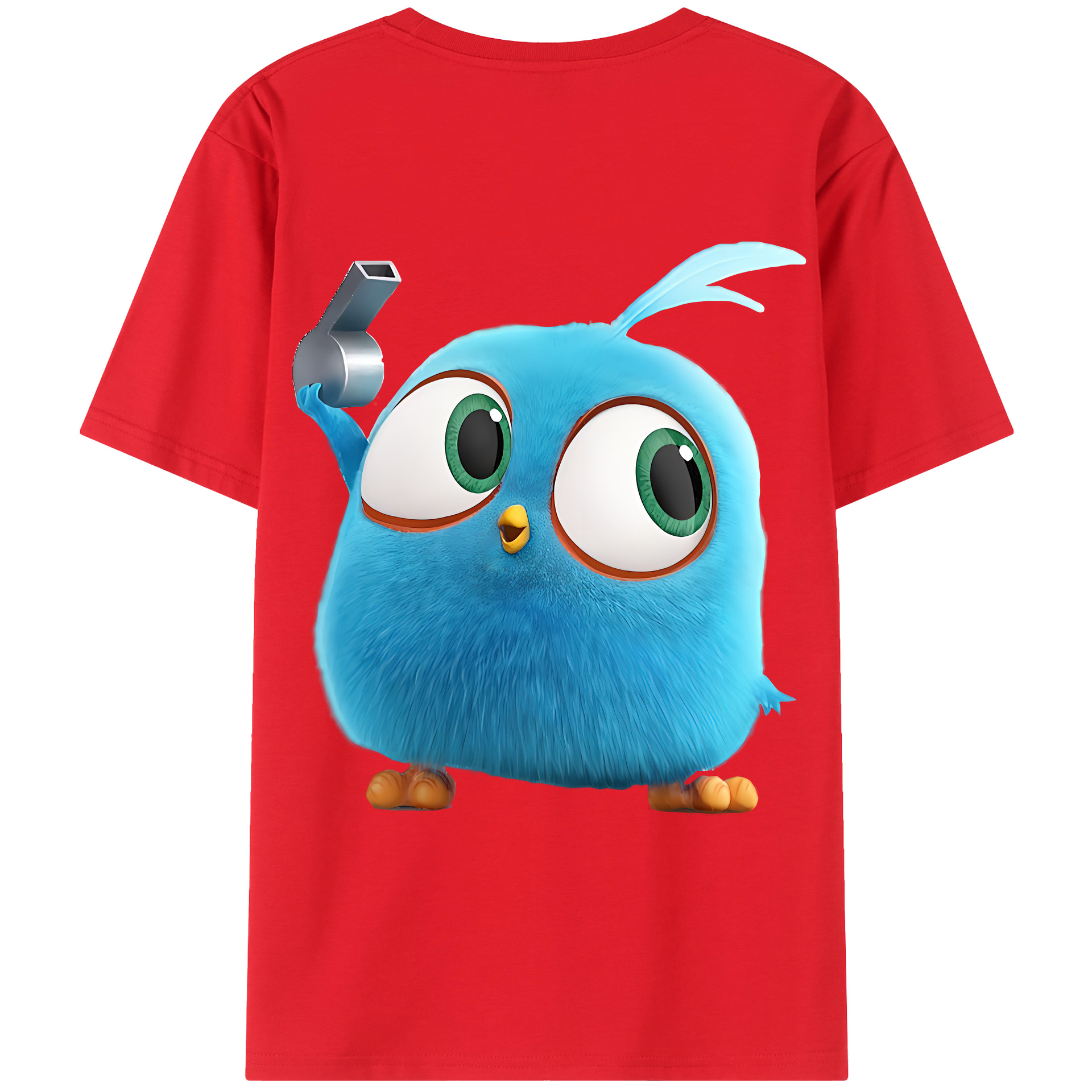 （画像用） Angry Birds アングリーバード 綿100％ メンズ半袖Tシャツ（バックプリント） 通気性