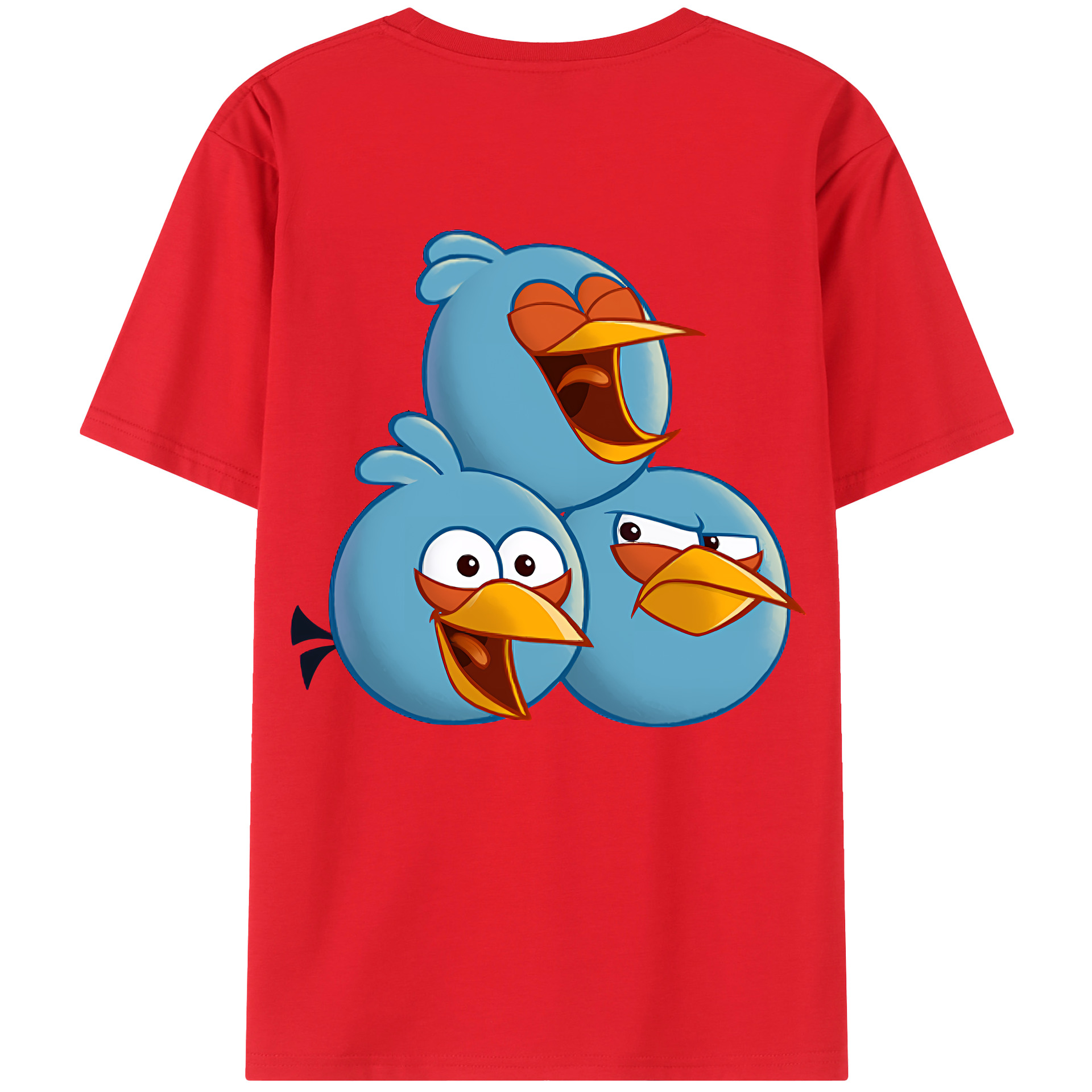 （画像用） Angry Birds アングリーバード 綿100％ メンズ半袖Tシャツ（バックプリント） 通気性