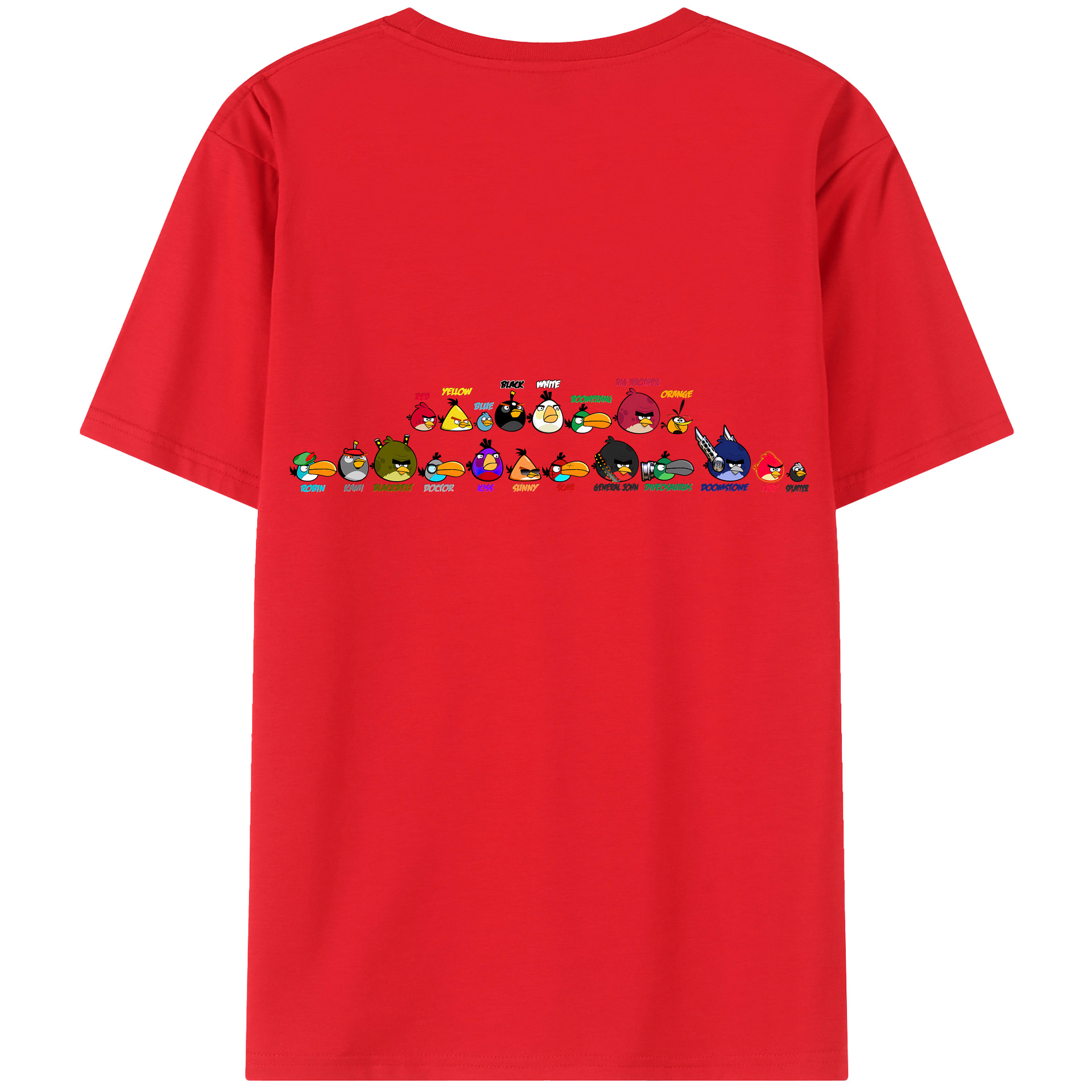（画像用） Angry Birds アングリーバード 綿100％ メンズ半袖Tシャツ（バックプリント） 通気性