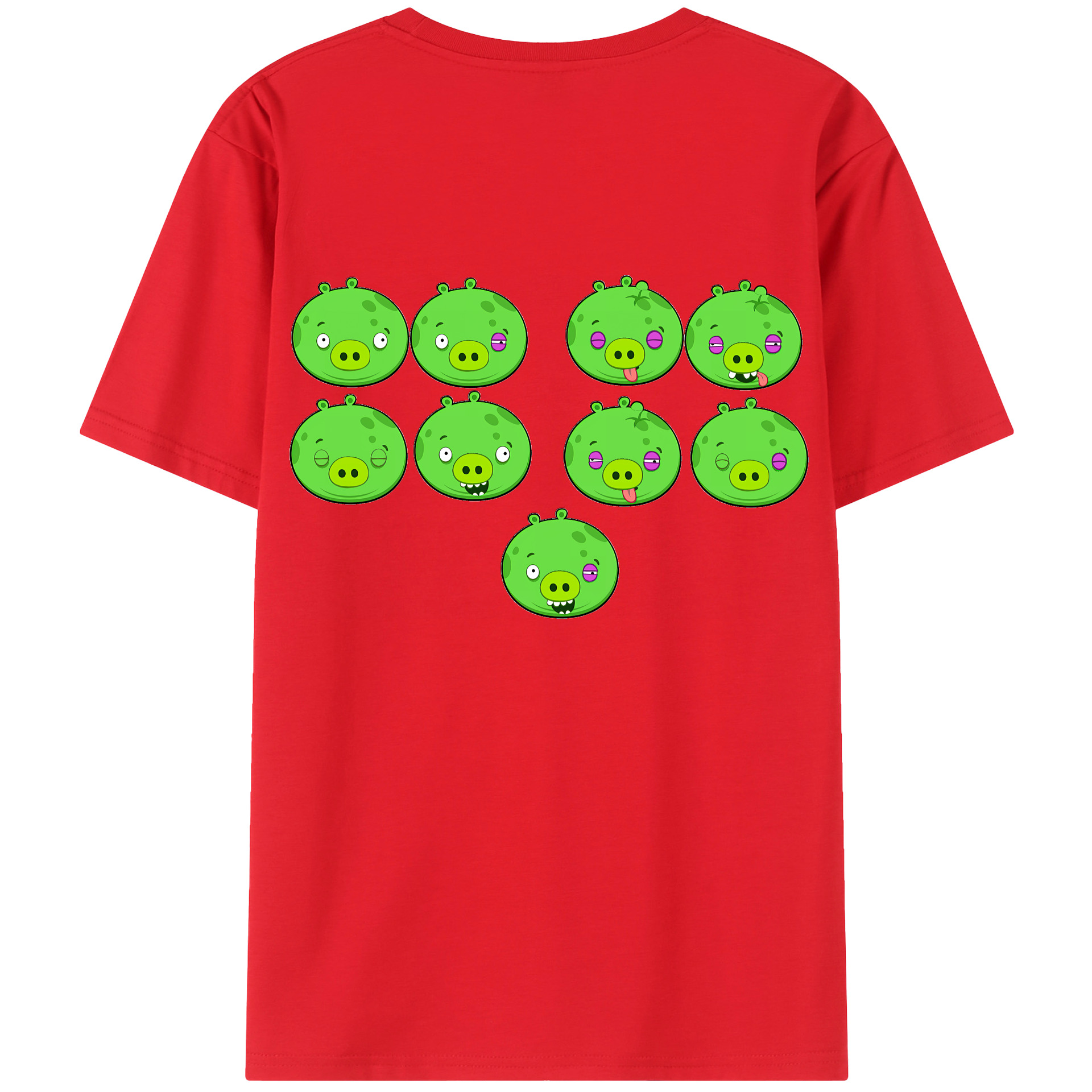 （画像用） Angry Birds アングリーバード 綿100％ メンズ半袖Tシャツ（バックプリント） 通気性