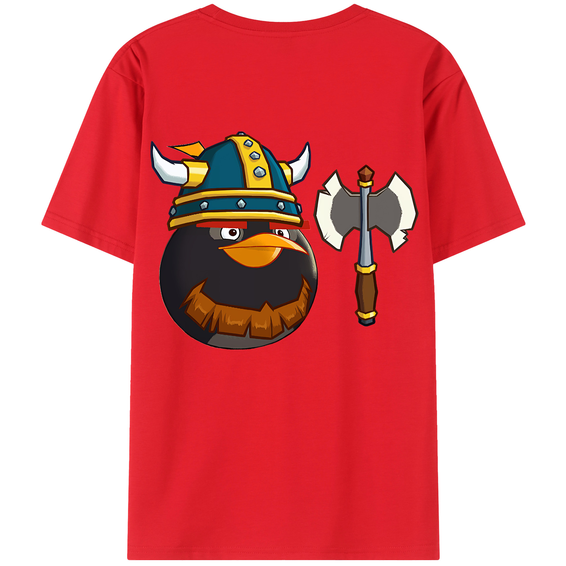 （画像用） Angry Birds アングリーバード 綿100％ メンズ半袖Tシャツ（バックプリント） 通気性
