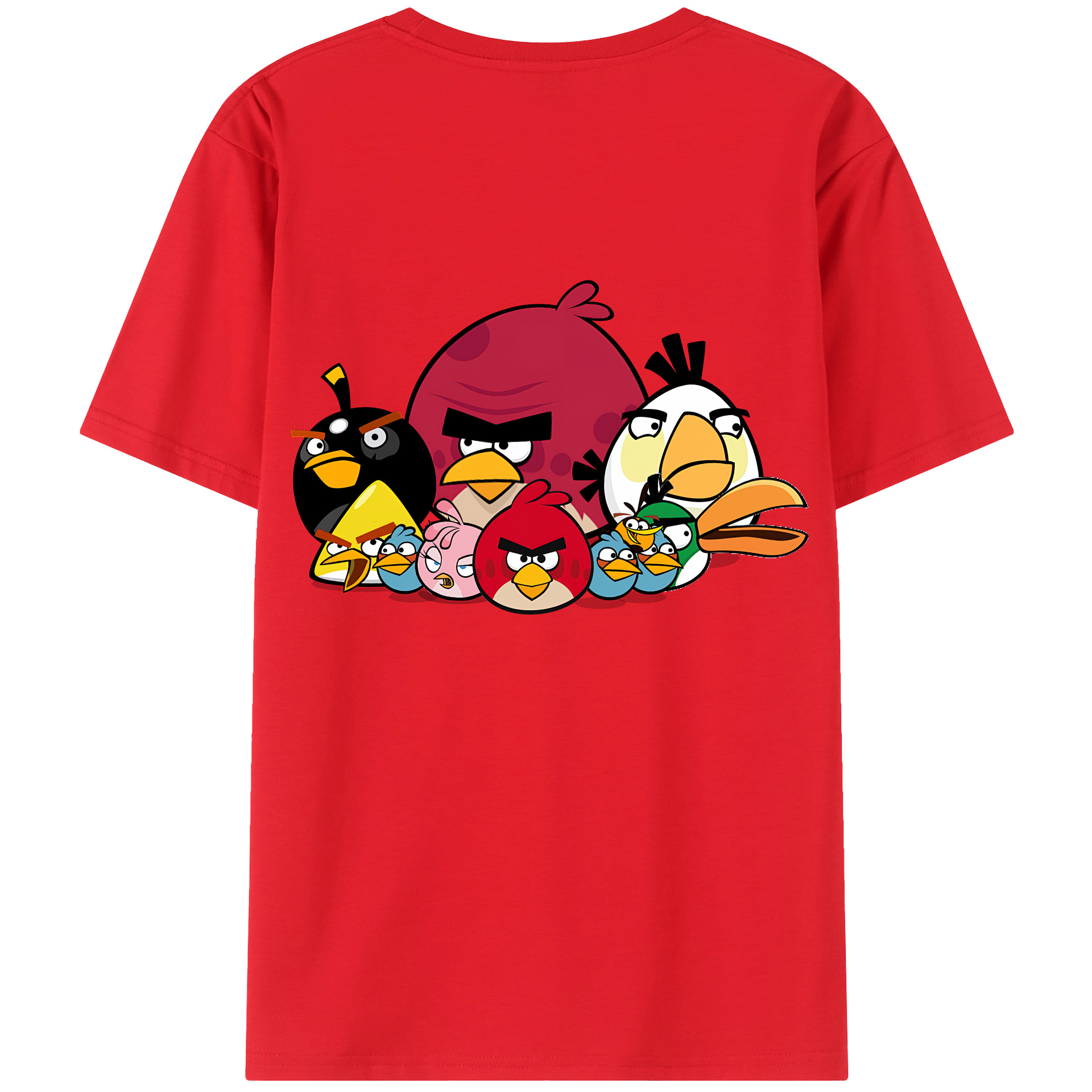 （画像用） Angry Birds アングリーバード 綿100％ メンズ半袖Tシャツ（バックプリント） 通気性