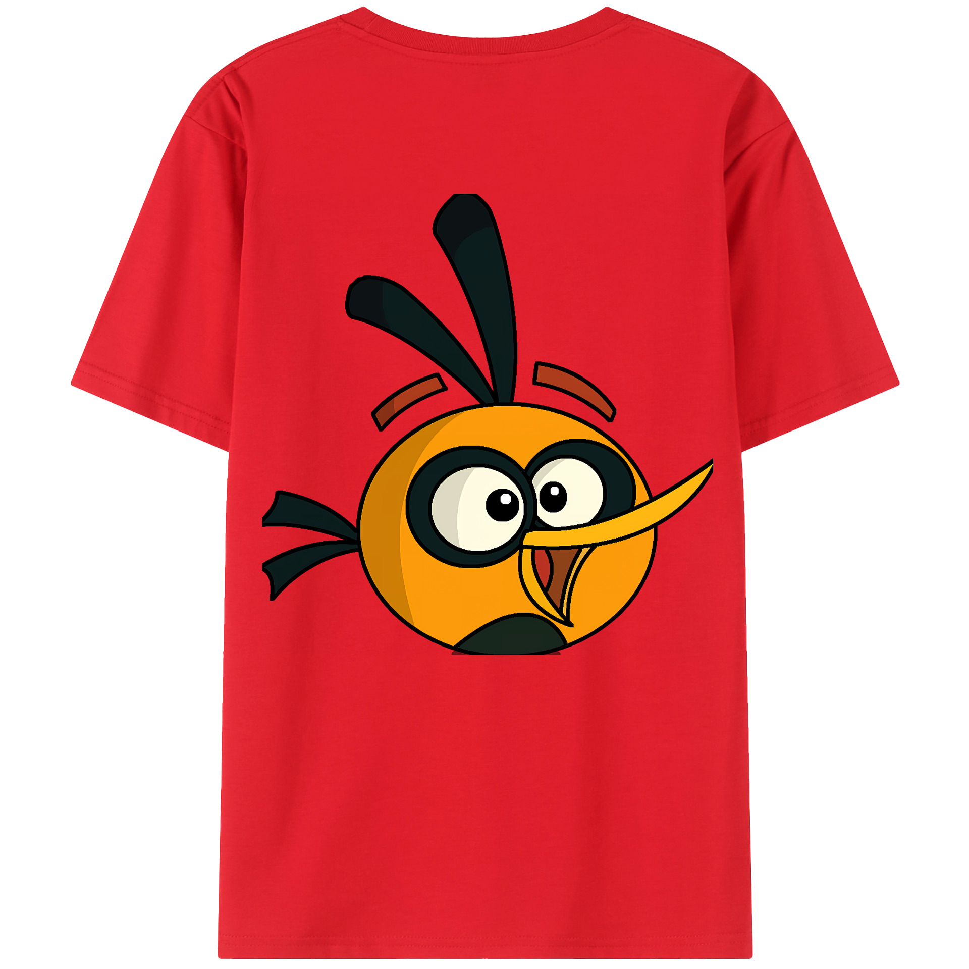 （画像用） Angry Birds アングリーバード 綿100％ メンズ半袖Tシャツ（バックプリント） 通気性
