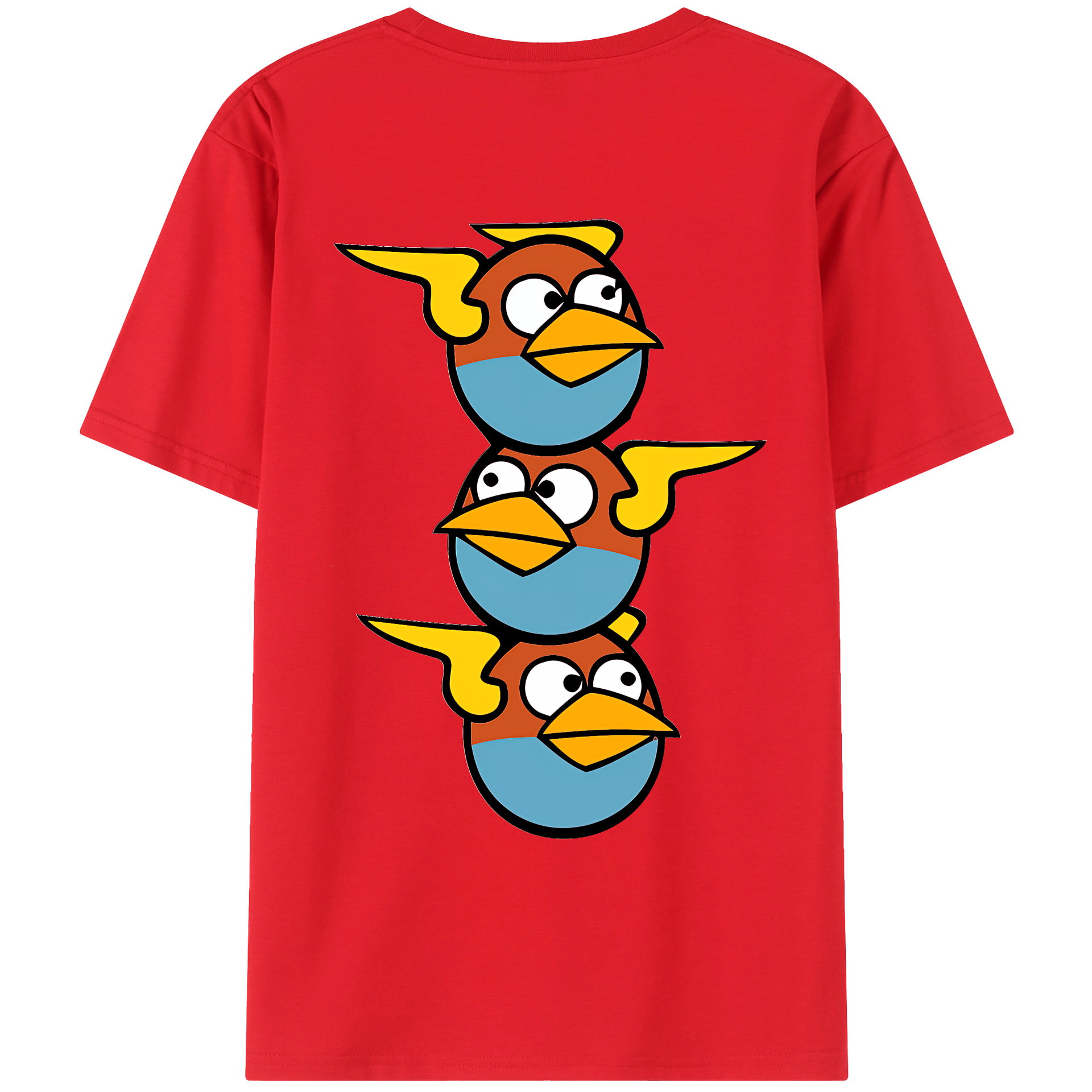 （画像用） Angry Birds アングリーバード 綿100％ メンズ半袖Tシャツ（バックプリント） 通気性
