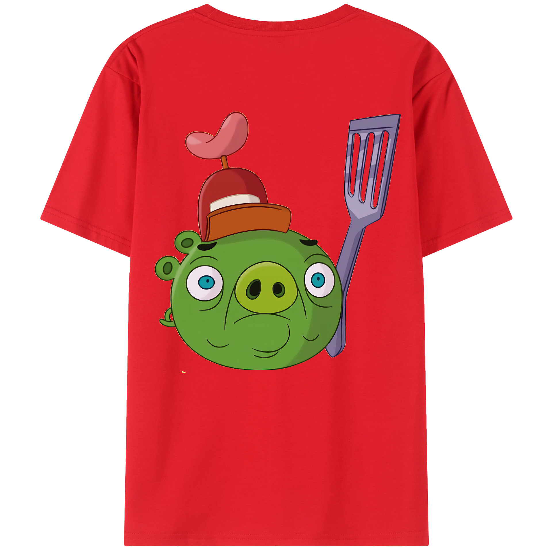 （画像用） Angry Birds アングリーバード 綿100％ メンズ半袖Tシャツ（バックプリント） 通気性