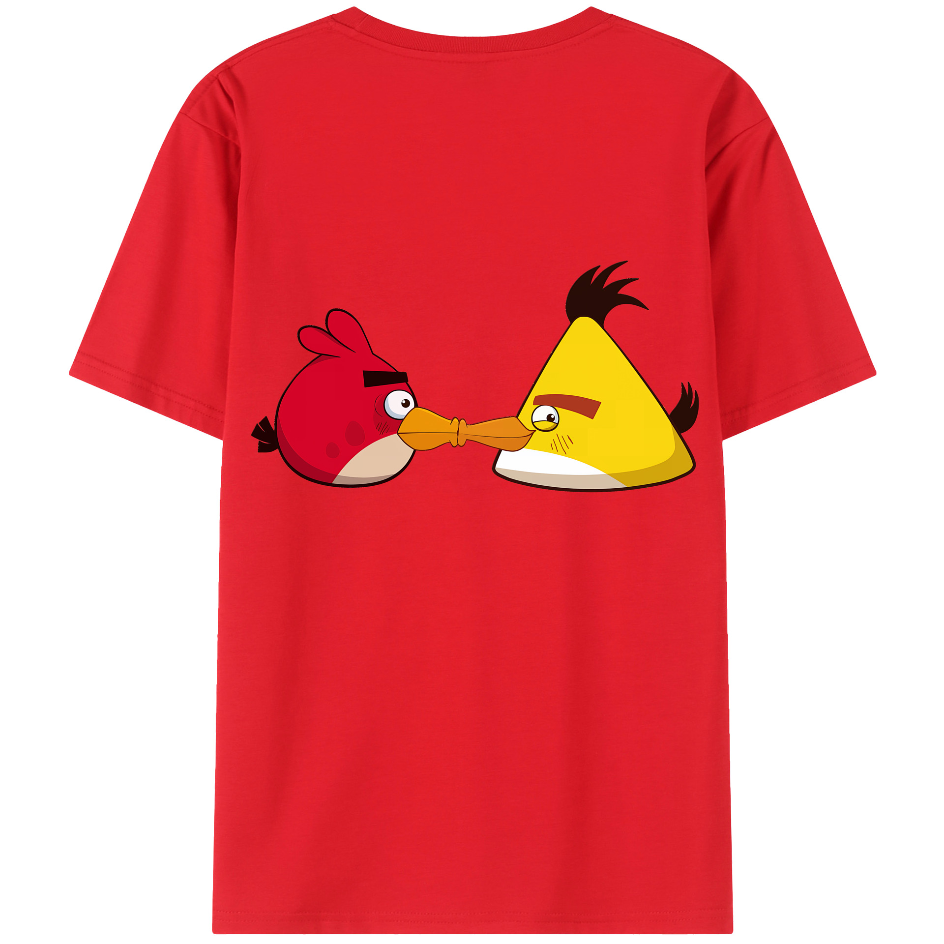 （画像用） Angry Birds アングリーバード 綿100％ メンズ半袖Tシャツ（バックプリント） 通気性