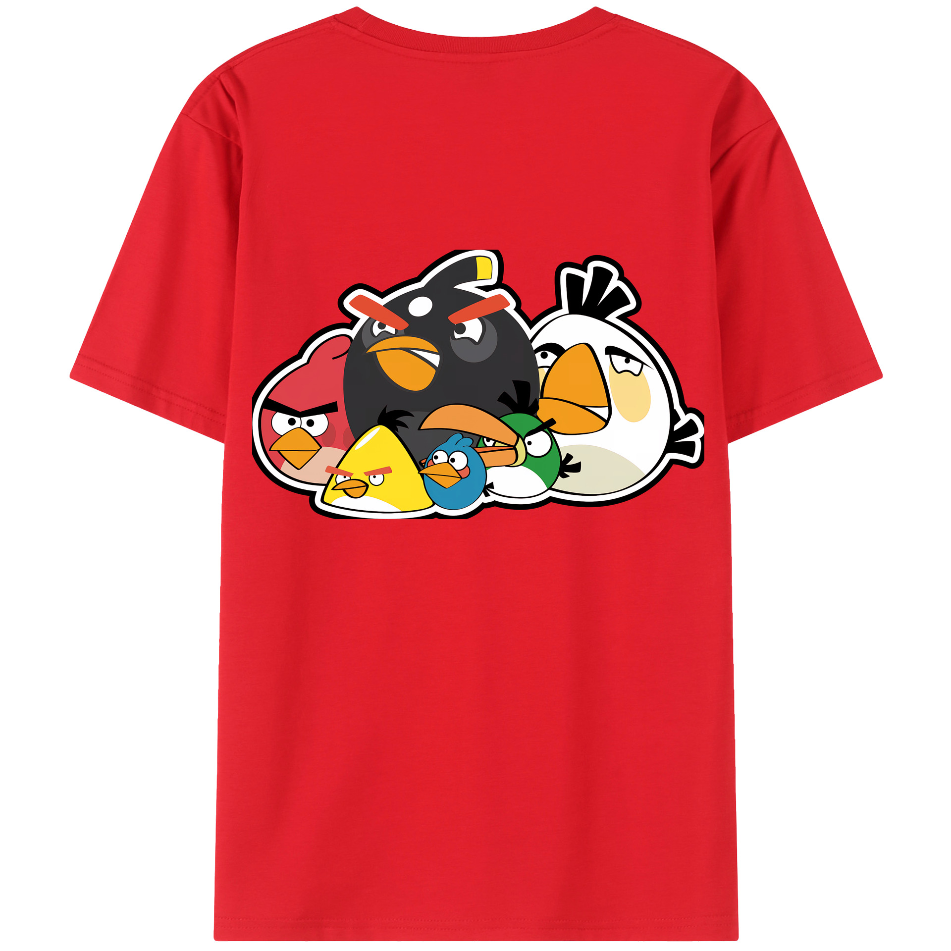 （画像用） Angry Birds アングリーバード 綿100％ メンズ半袖Tシャツ（バックプリント） 通気性