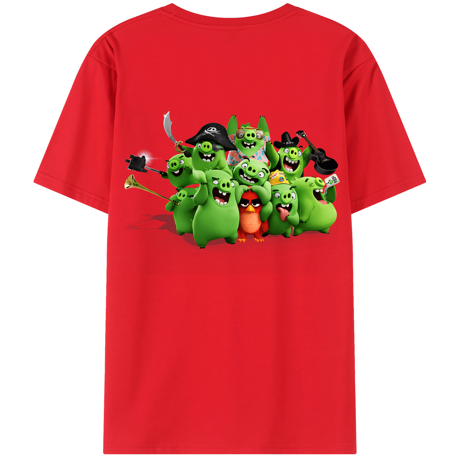（画像用） Angry Birds アングリーバード 綿100％ メンズ半袖Tシャツ（バックプリント） 通気性