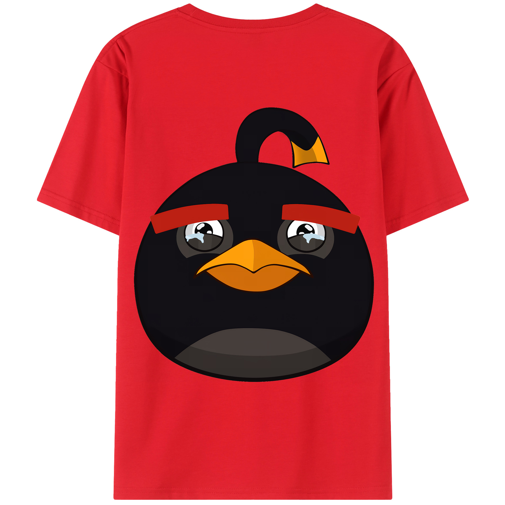 （画像用） Angry Birds アングリーバード 綿100％ メンズ半袖Tシャツ（バックプリント） 通気性