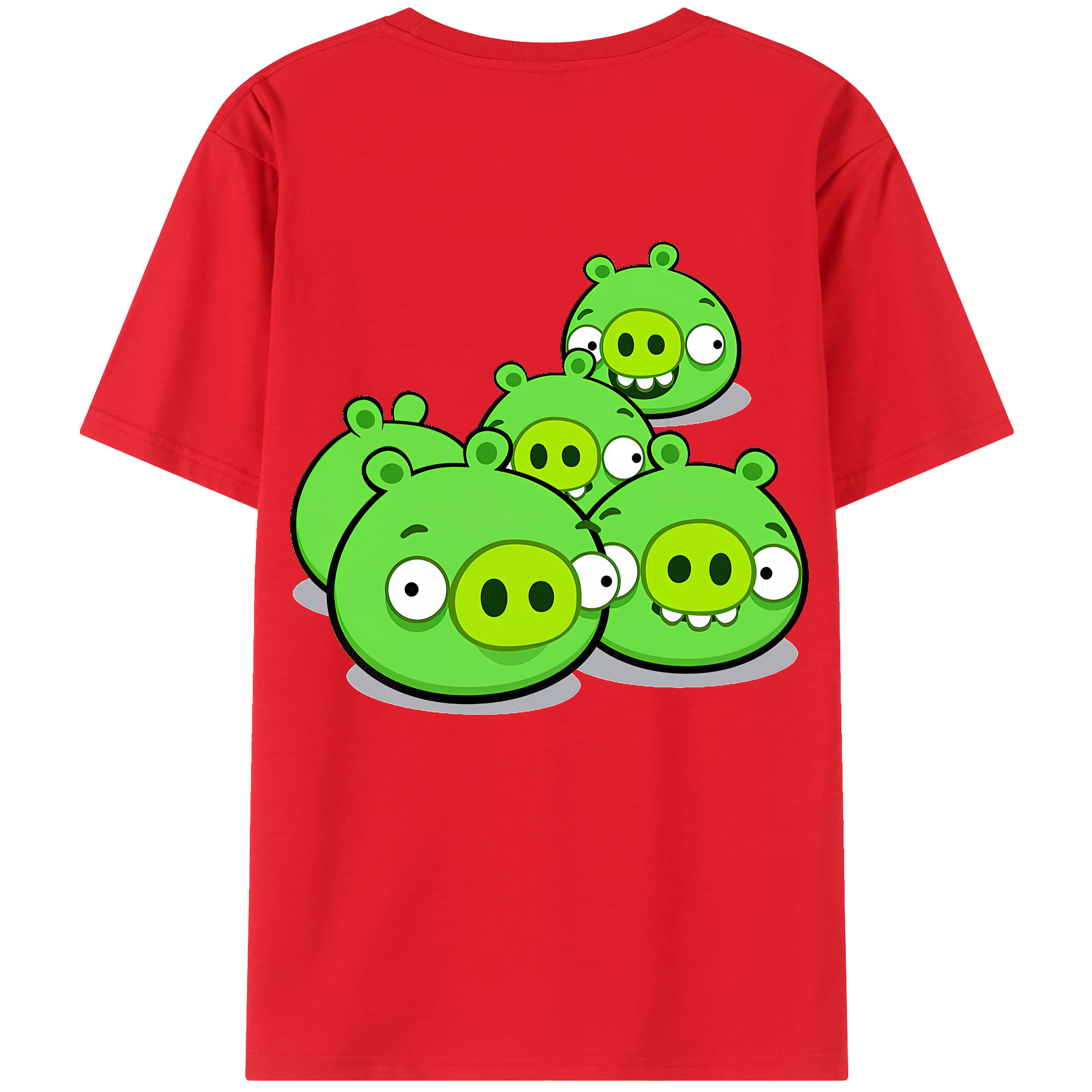 （画像用） Angry Birds アングリーバード 綿100％ メンズ半袖Tシャツ（バックプリント） 通気性