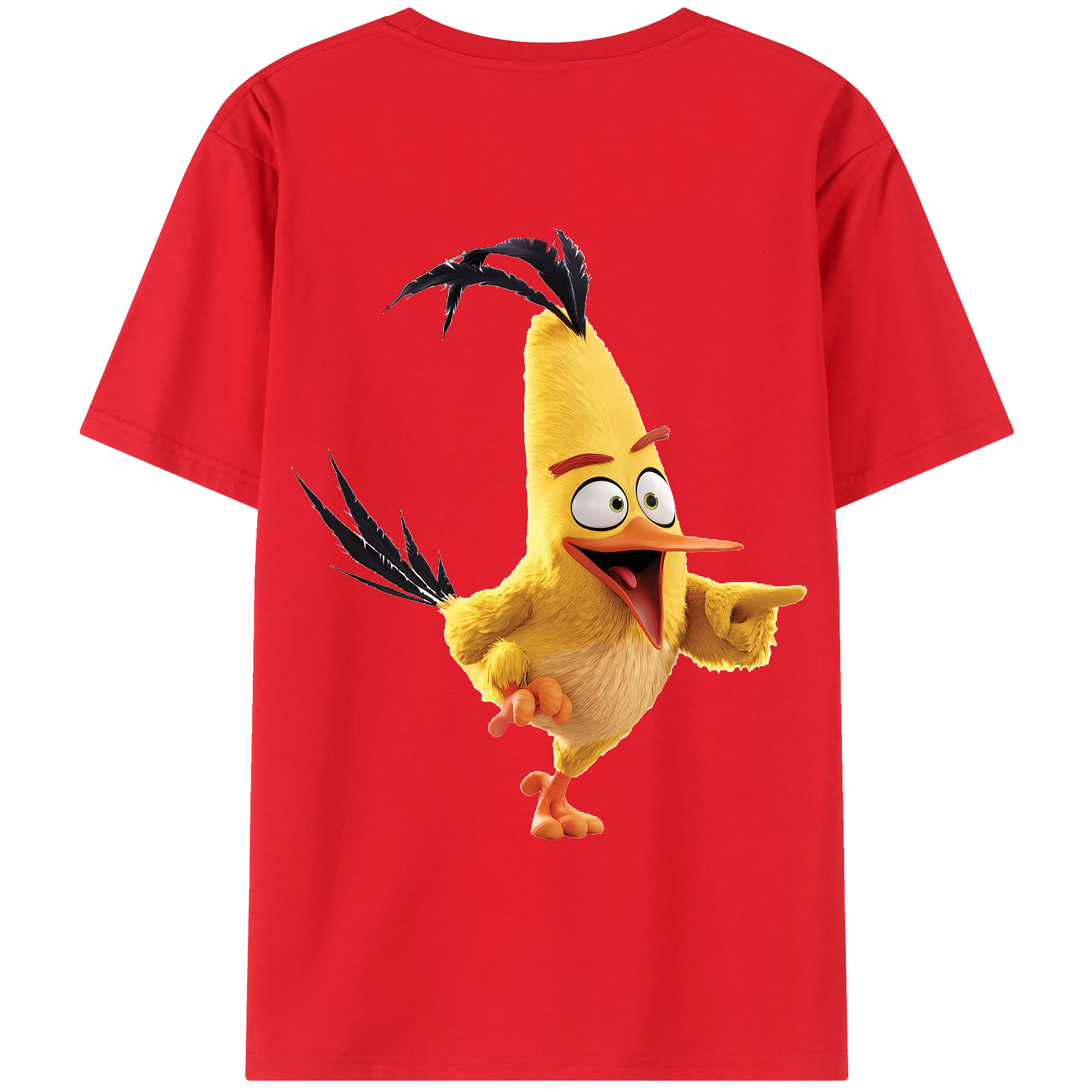 （画像用） Angry Birds アングリーバード 綿100％ メンズ半袖Tシャツ（バックプリント） 通気性