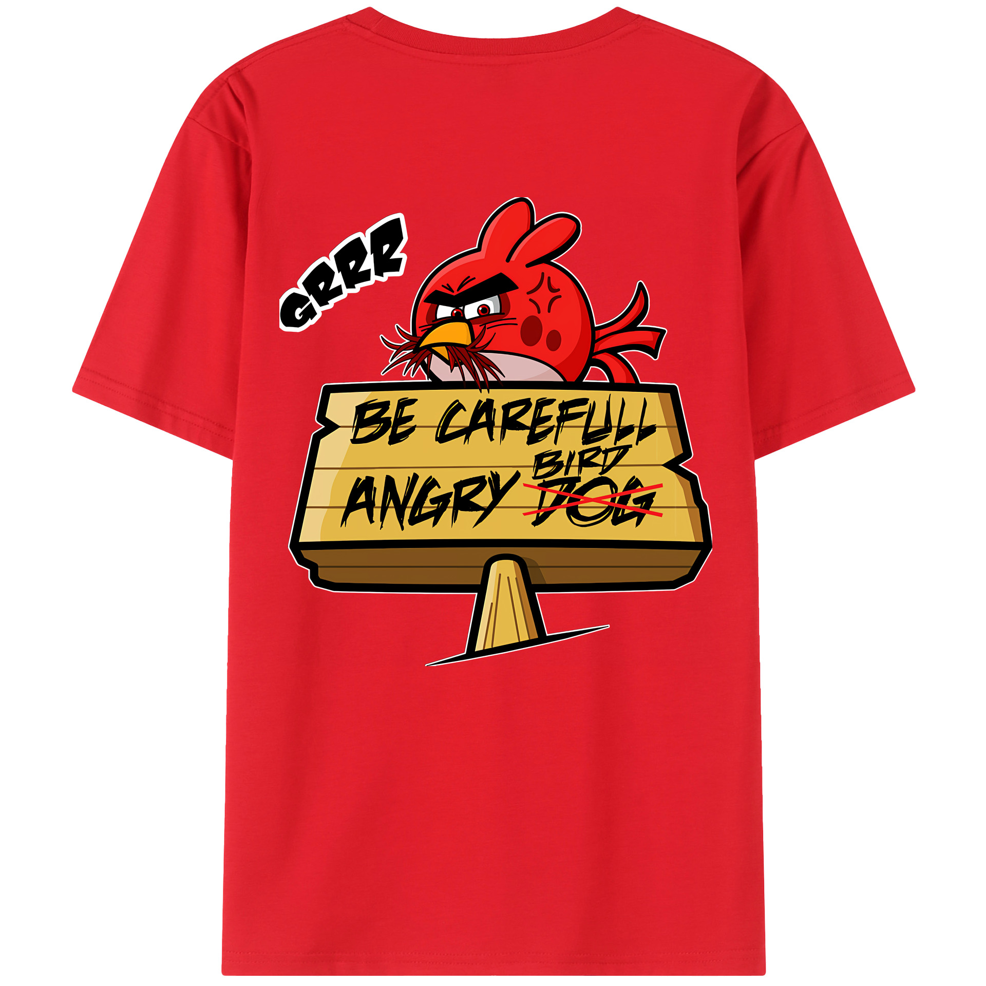（画像用） Angry Birds アングリーバード 綿100％ メンズ半袖Tシャツ（バックプリント） 通気性
