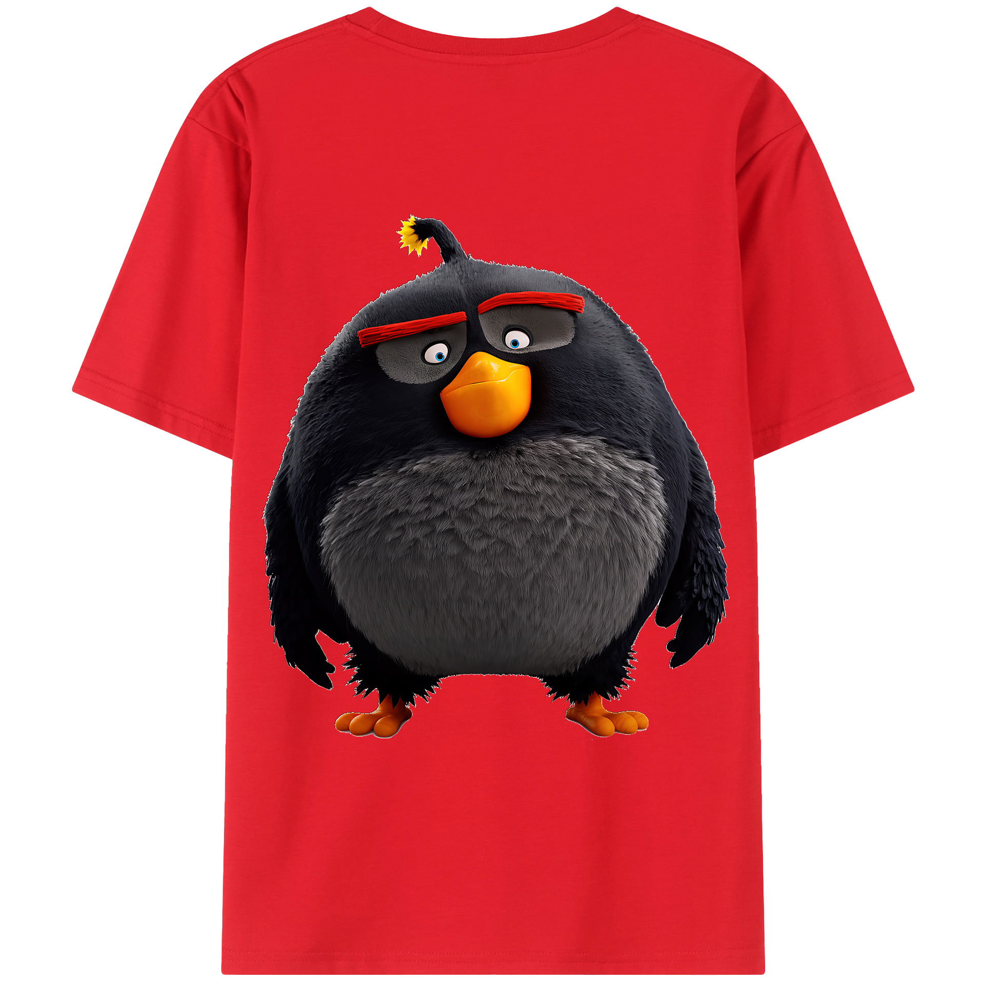 （画像用） Angry Birds アングリーバード 綿100％ メンズ半袖Tシャツ（バックプリント） 通気性