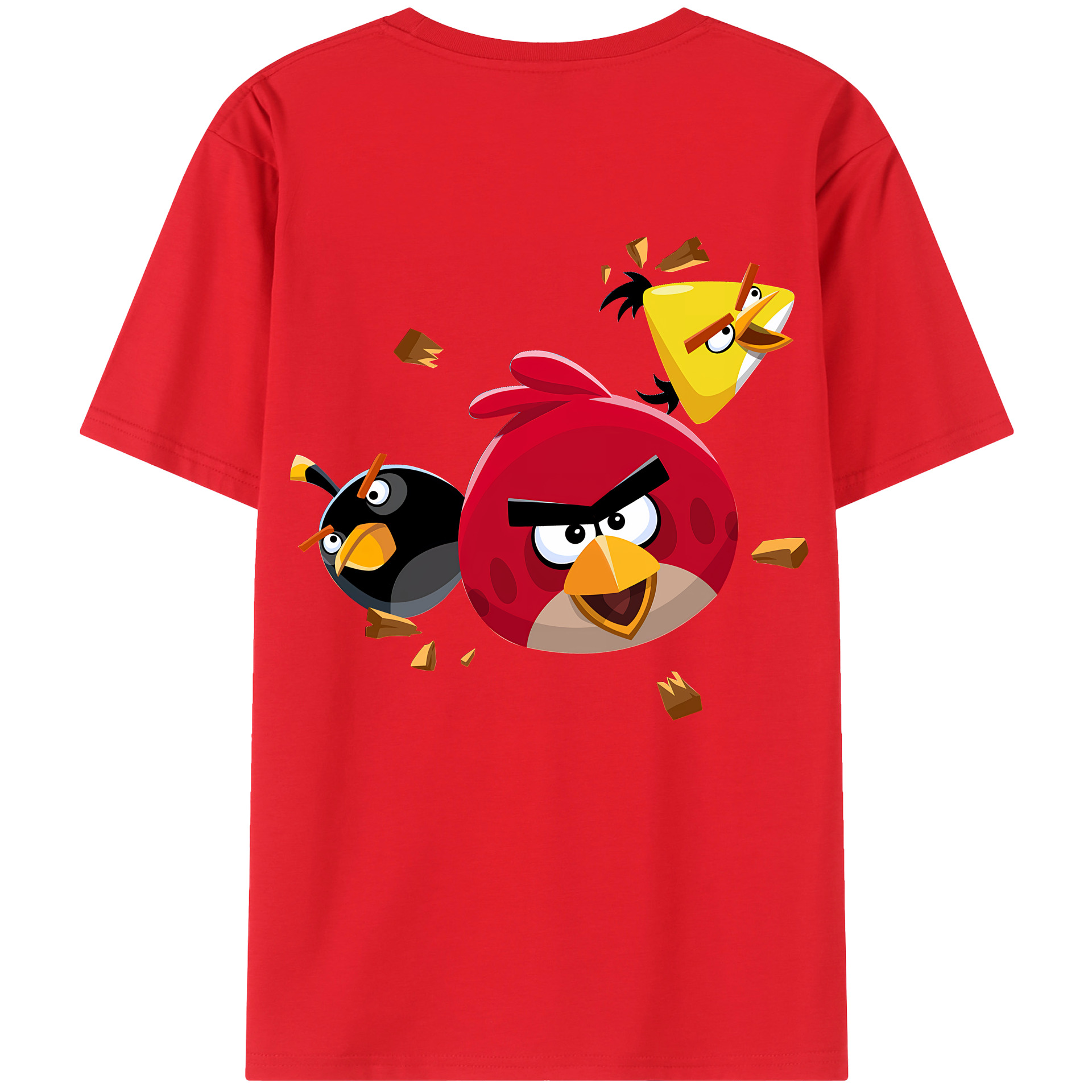 （画像用） Angry Birds アングリーバード 綿100％ メンズ半袖Tシャツ（バックプリント） 通気性