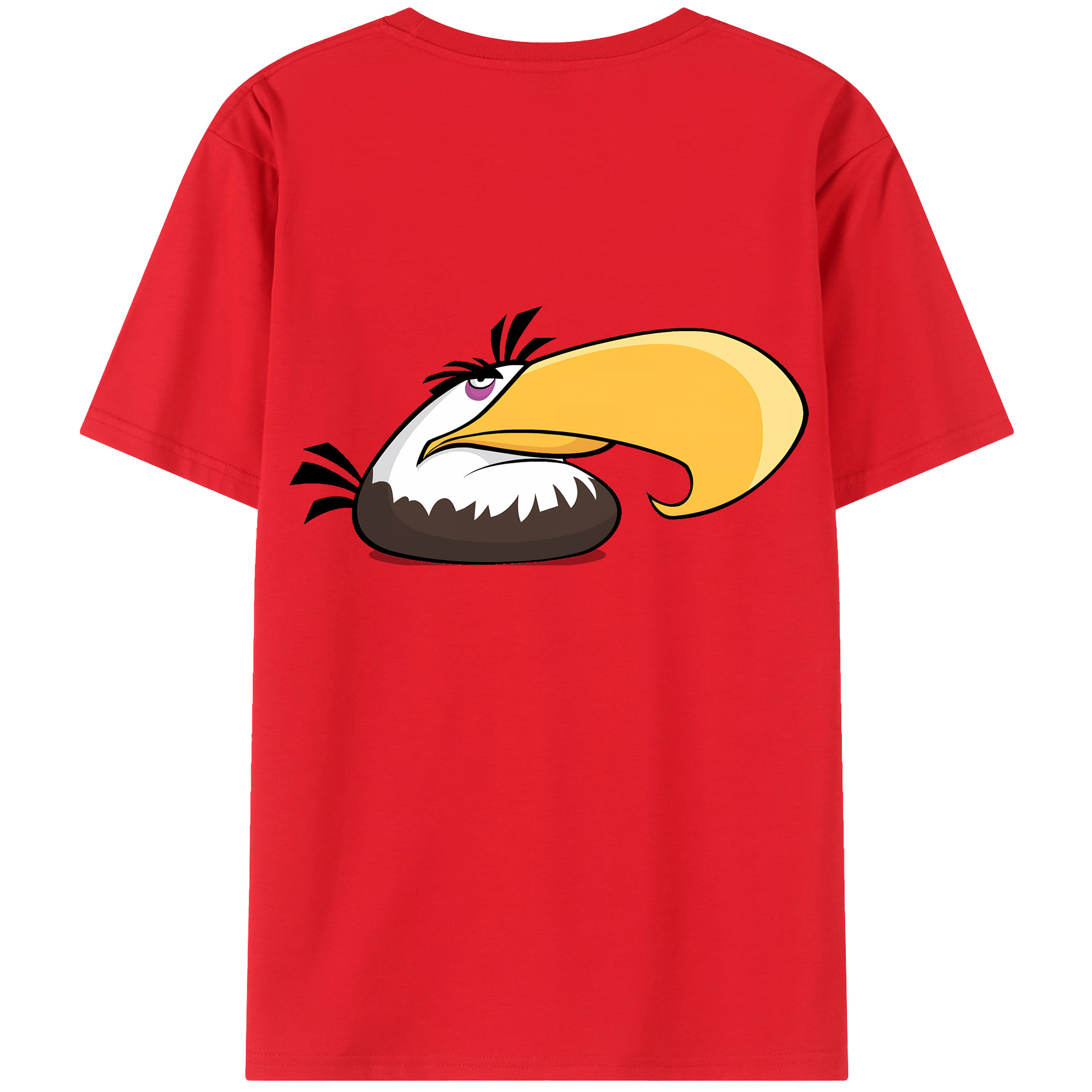 （画像用） Angry Birds アングリーバード 綿100％ メンズ半袖Tシャツ（バックプリント） 通気性
