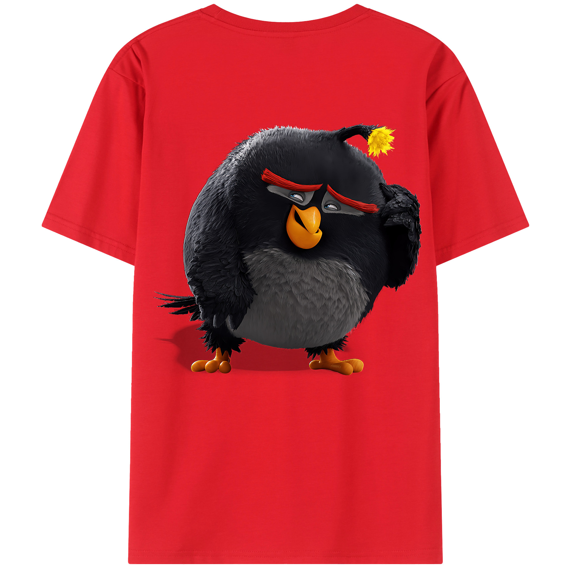 （画像用） Angry Birds アングリーバード 綿100％ メンズ半袖Tシャツ（バックプリント） 通気性