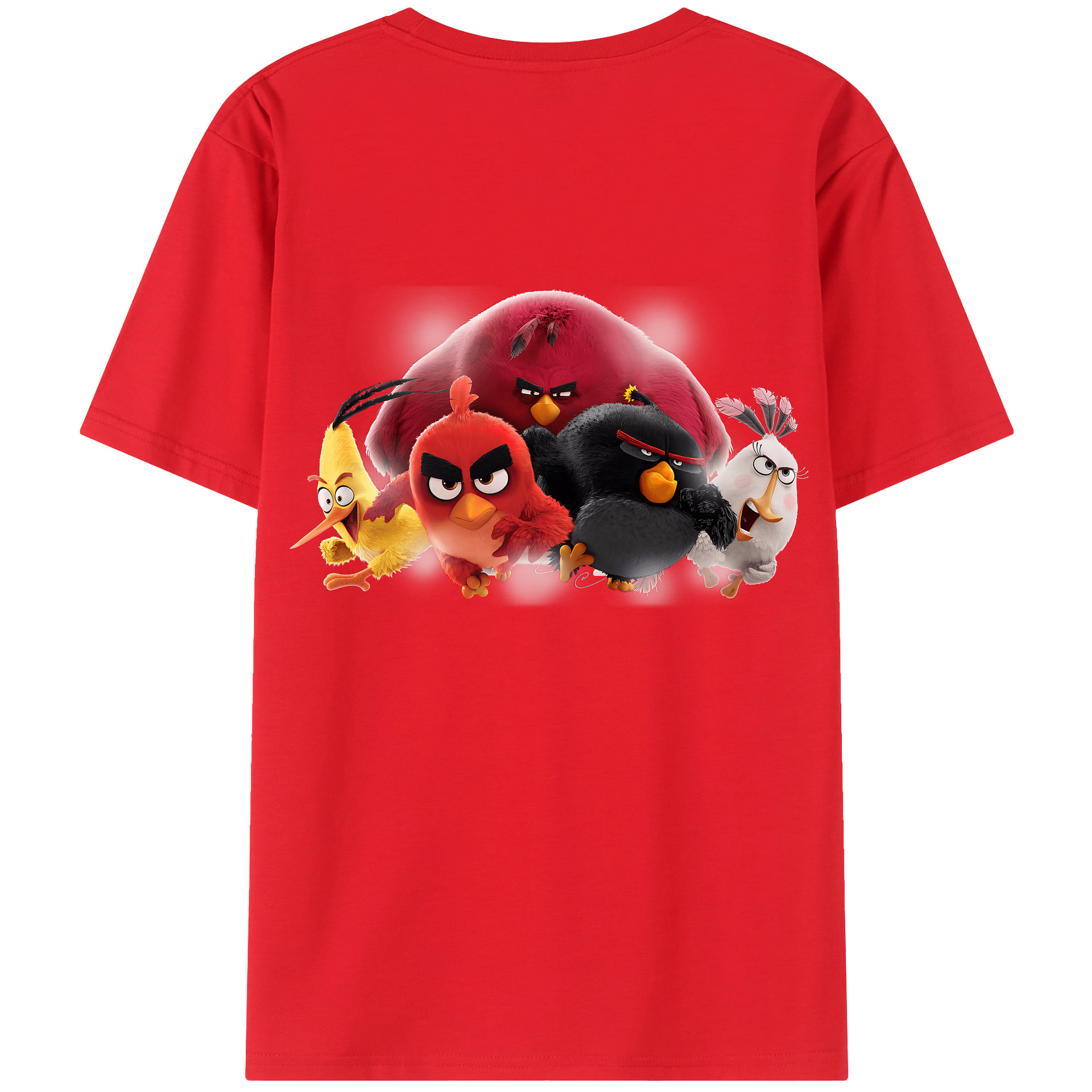 （画像用） Angry Birds アングリーバード 綿100％ メンズ半袖Tシャツ（バックプリント） 通気性