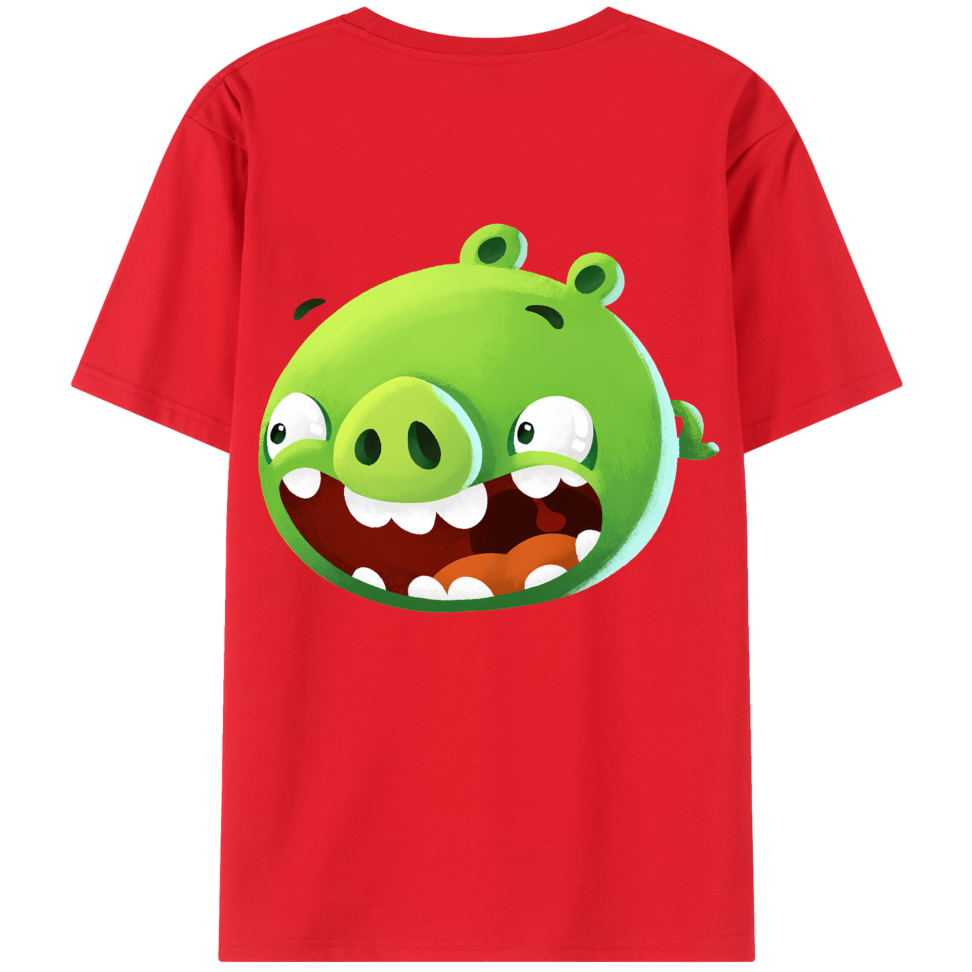 （画像用） Angry Birds アングリーバード 綿100％ メンズ半袖Tシャツ（バックプリント） 通気性