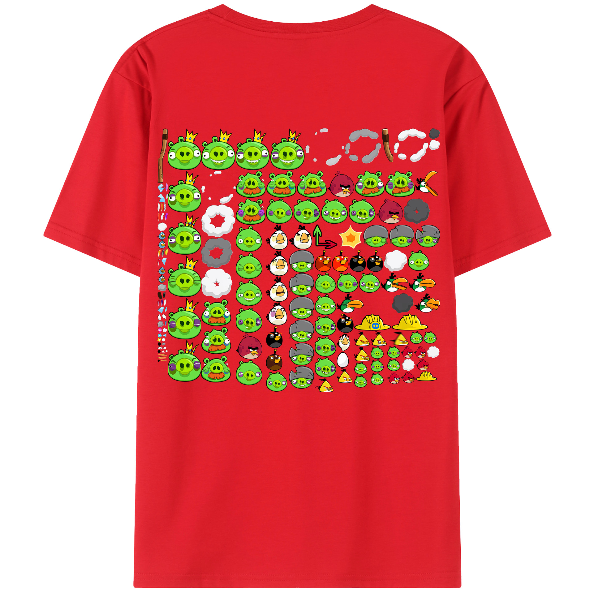 （画像用） Angry Birds アングリーバード 綿100％ メンズ半袖Tシャツ（バックプリント） 通気性
