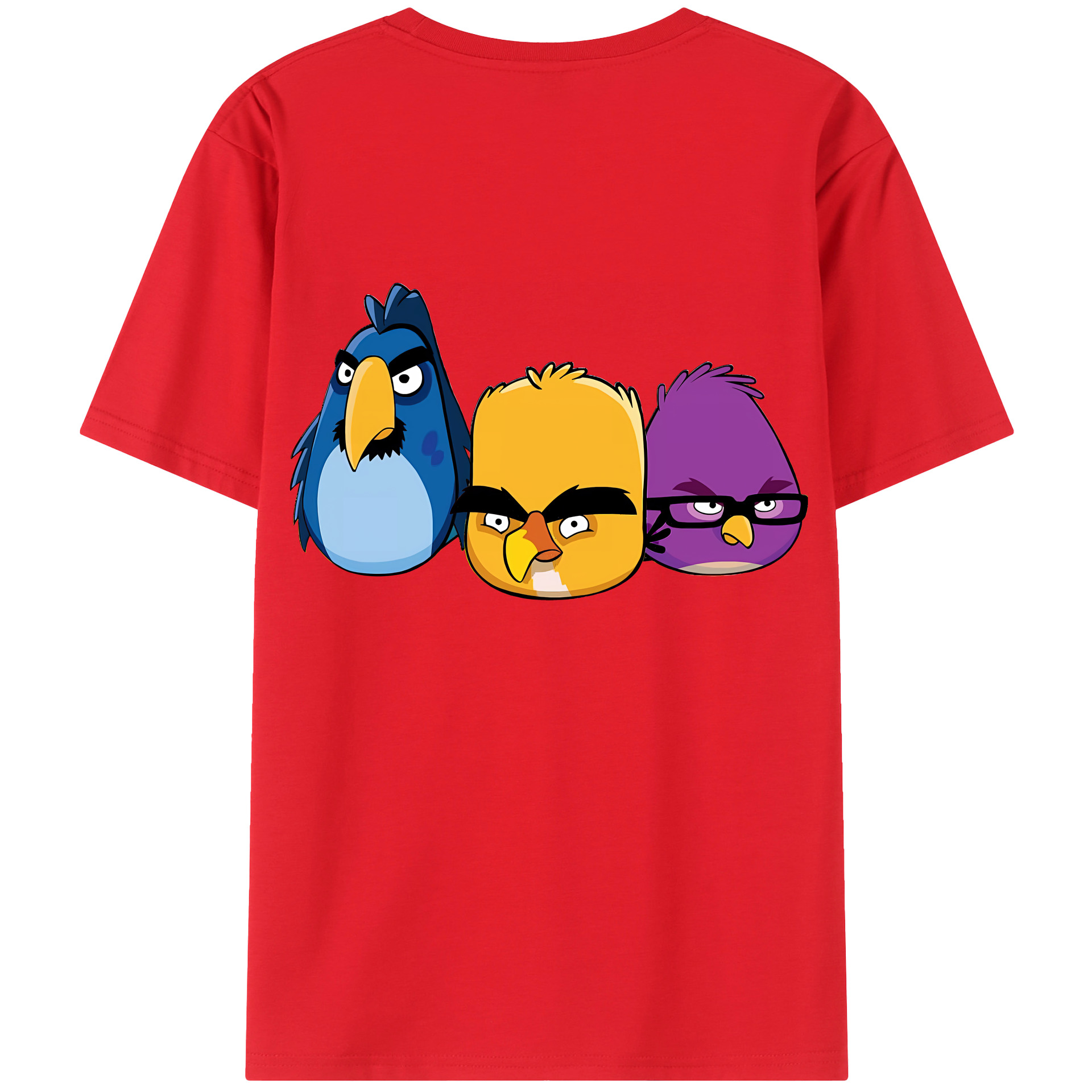 （画像用） Angry Birds アングリーバード 綿100％ メンズ半袖Tシャツ（バックプリント） 通気性