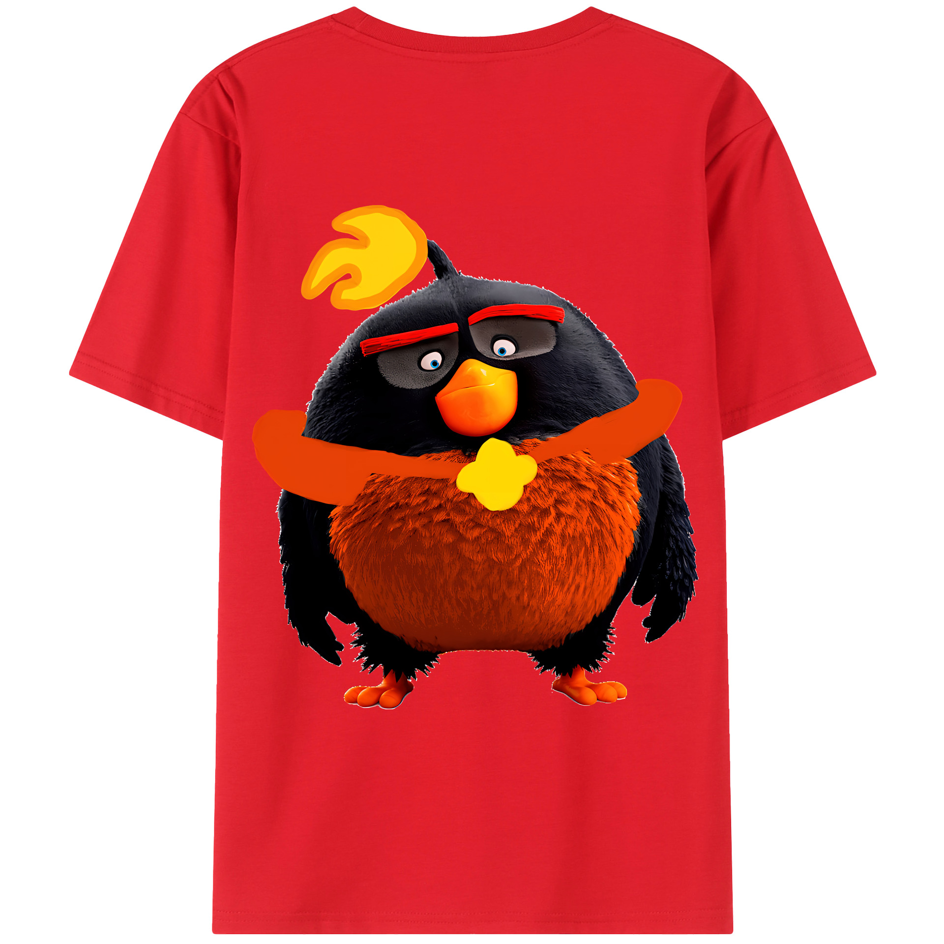 （画像用） Angry Birds アングリーバード 綿100％ メンズ半袖Tシャツ（バックプリント） 通気性