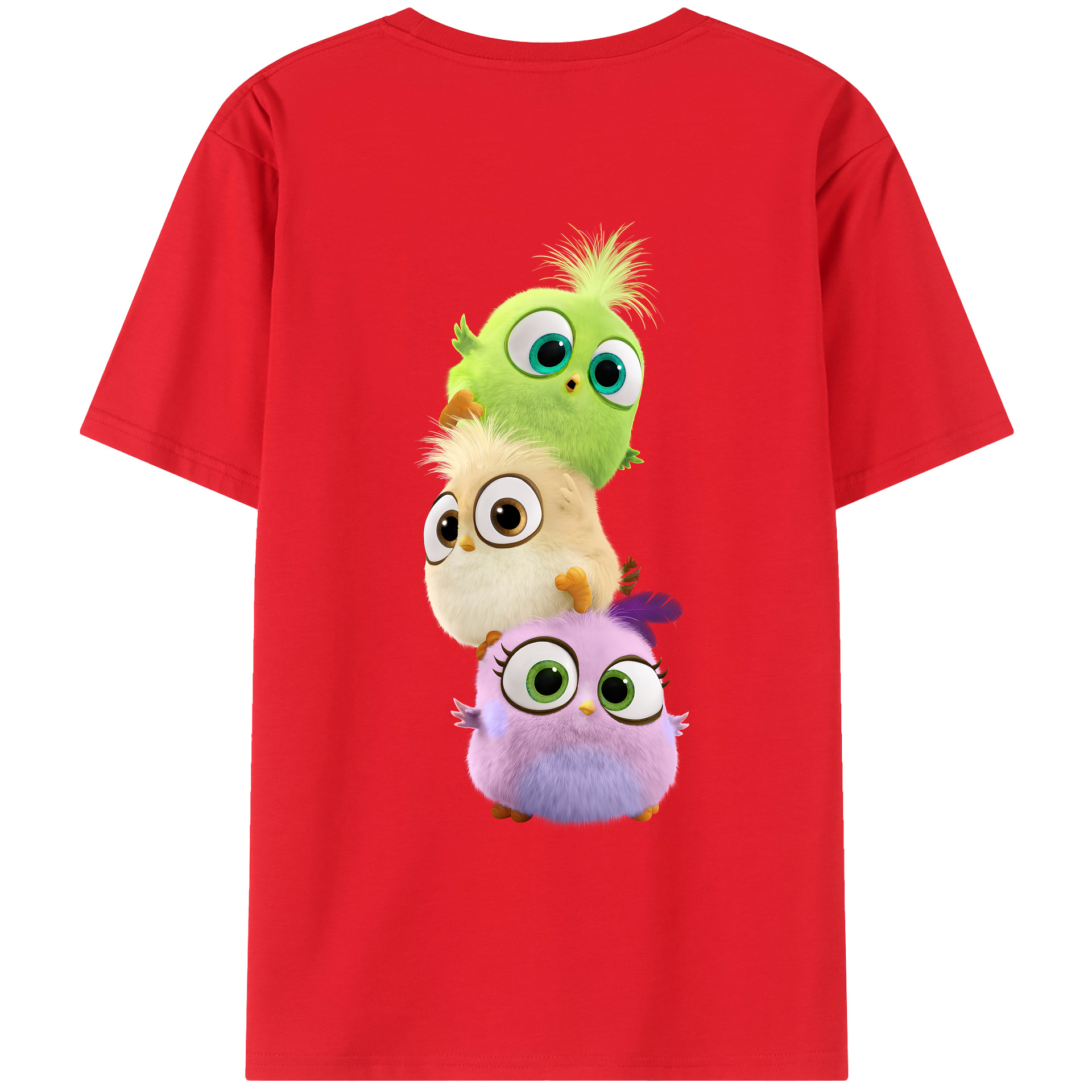 （画像用） Angry Birds アングリーバード 綿100％ メンズ半袖Tシャツ（バックプリント） 通気性
