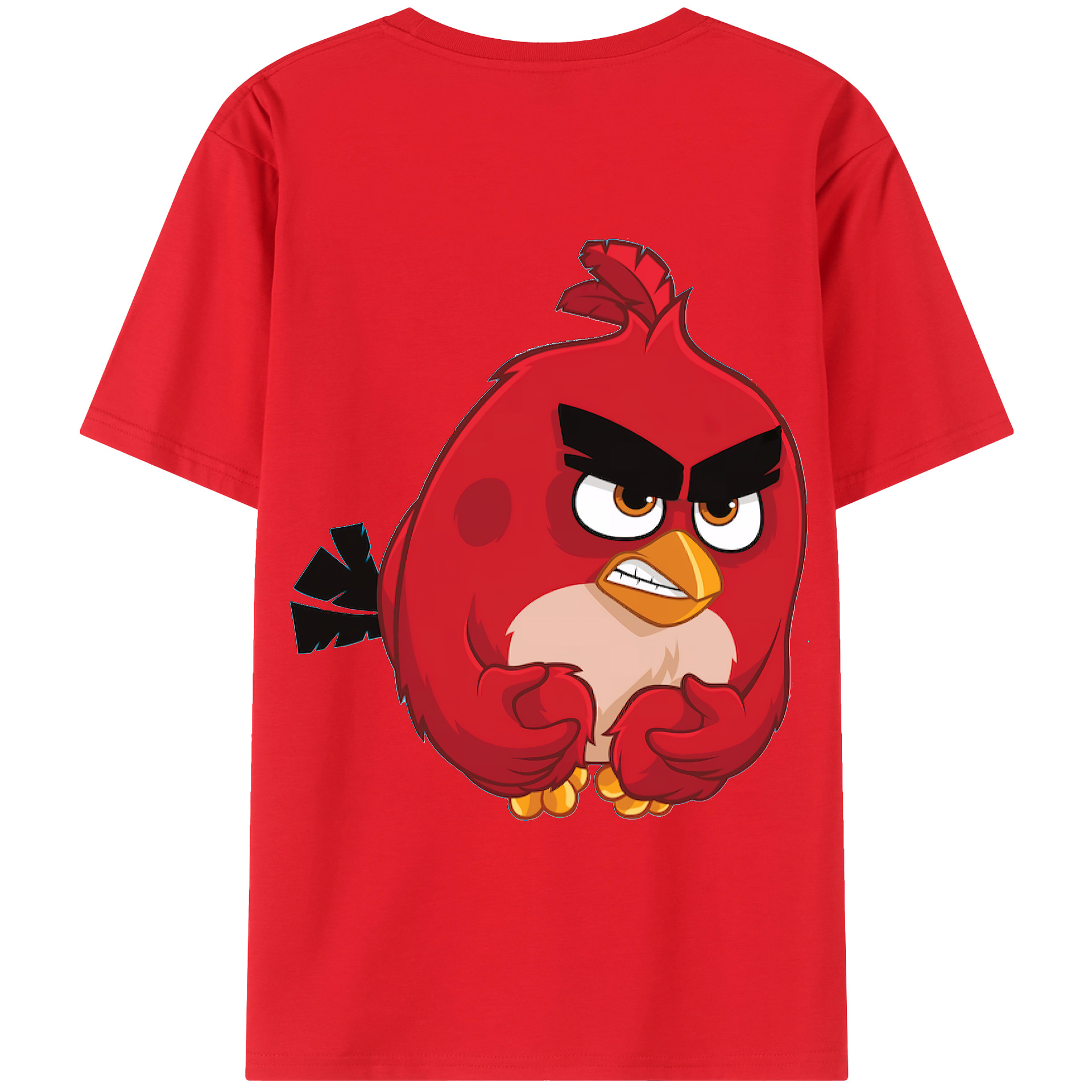 （画像用） Angry Birds アングリーバード 綿100％ メンズ半袖Tシャツ（バックプリント） 通気性