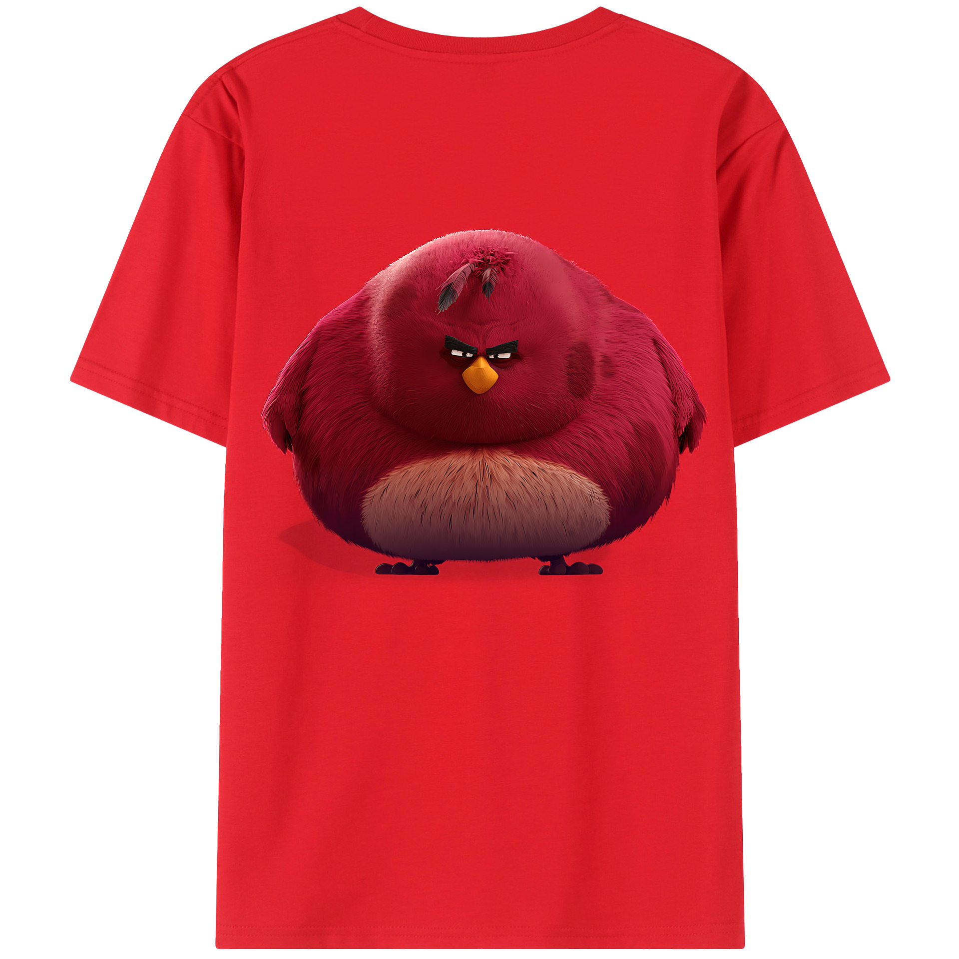 （画像用） Angry Birds アングリーバード 綿100％ メンズ半袖Tシャツ（バックプリント） 通気性