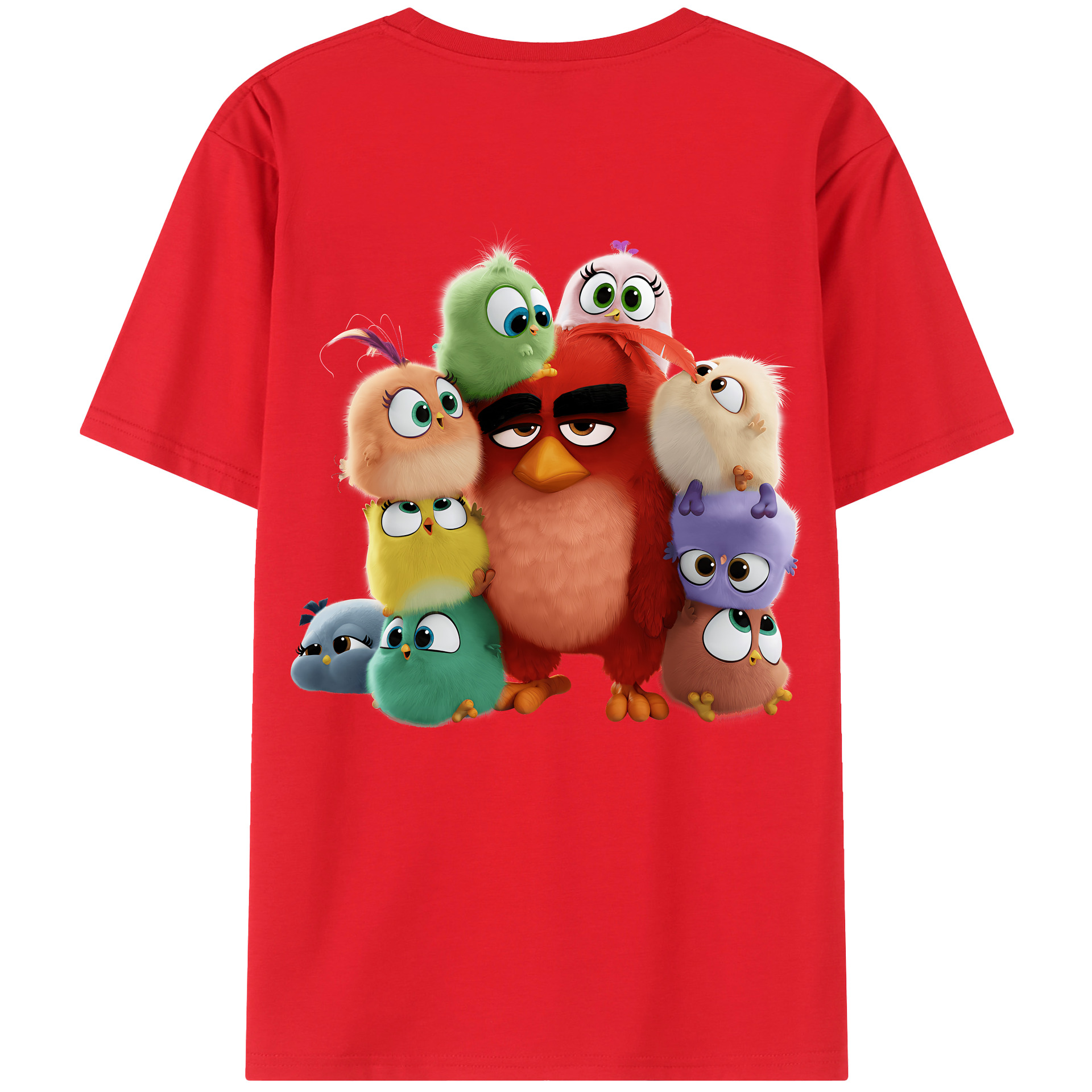 （画像用） Angry Birds アングリーバード 綿100％ メンズ半袖Tシャツ（バックプリント） 通気性