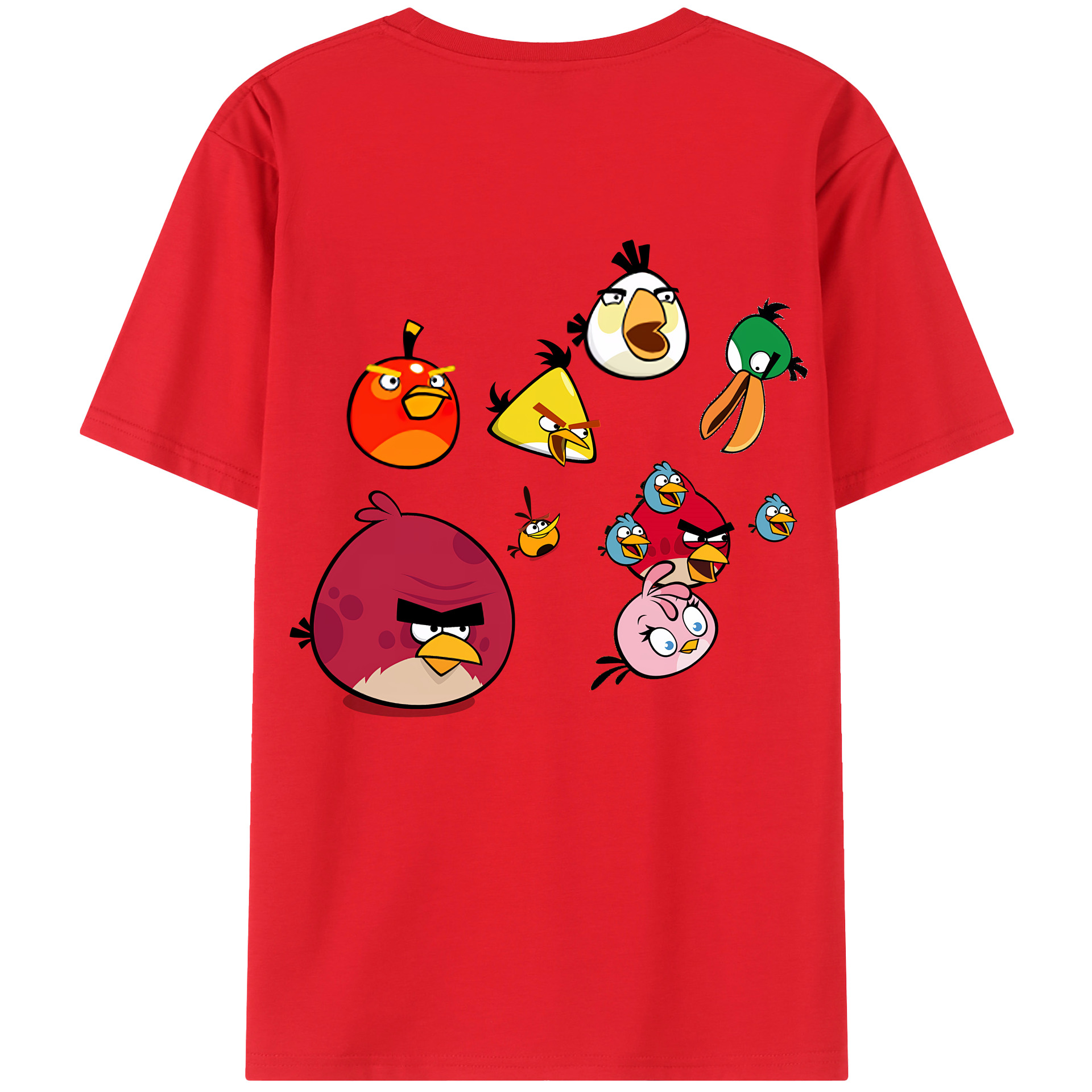 （画像用） Angry Birds アングリーバード 綿100％ メンズ半袖Tシャツ（バックプリント） 通気性