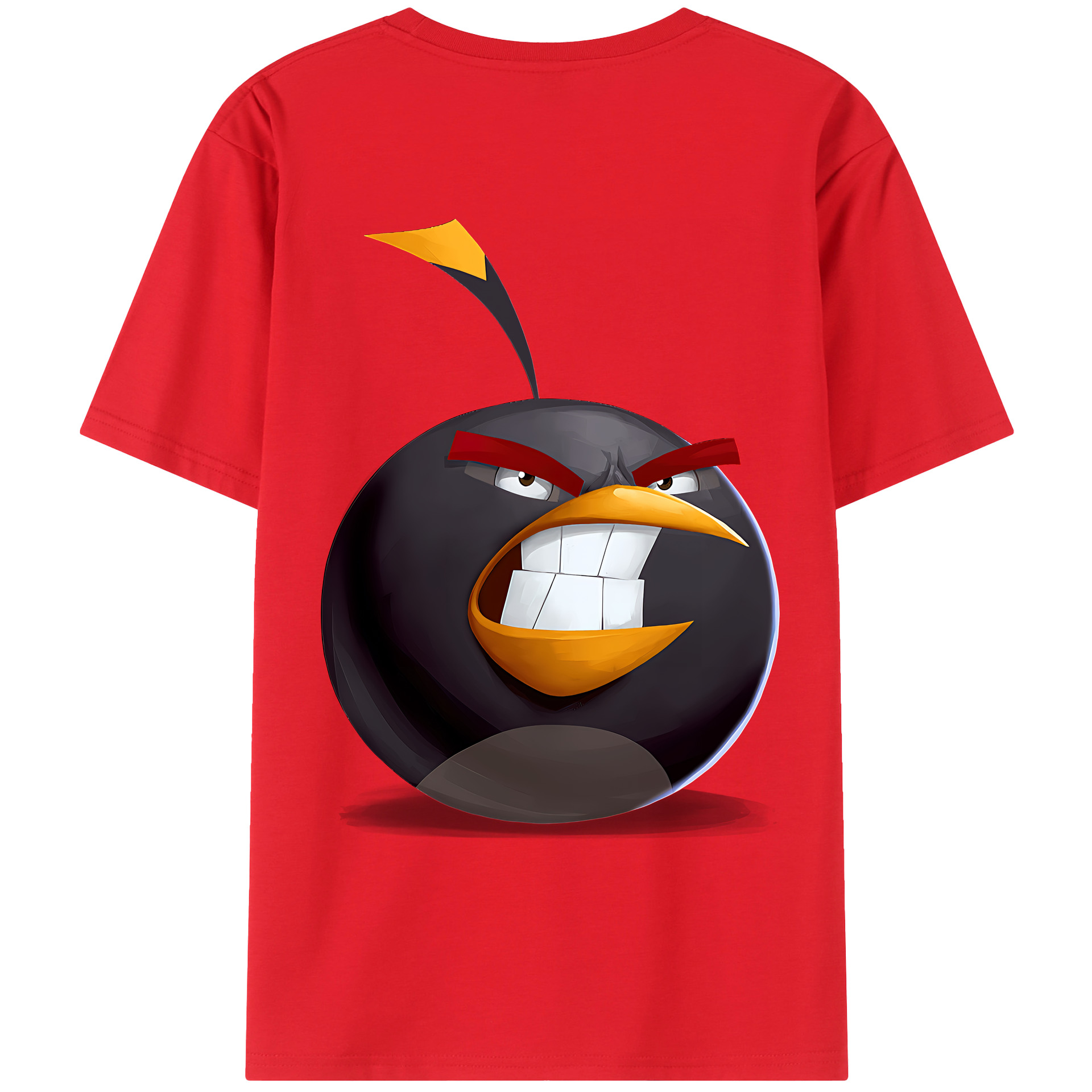 （画像用） Angry Birds アングリーバード 綿100％ メンズ半袖Tシャツ（バックプリント） 通気性