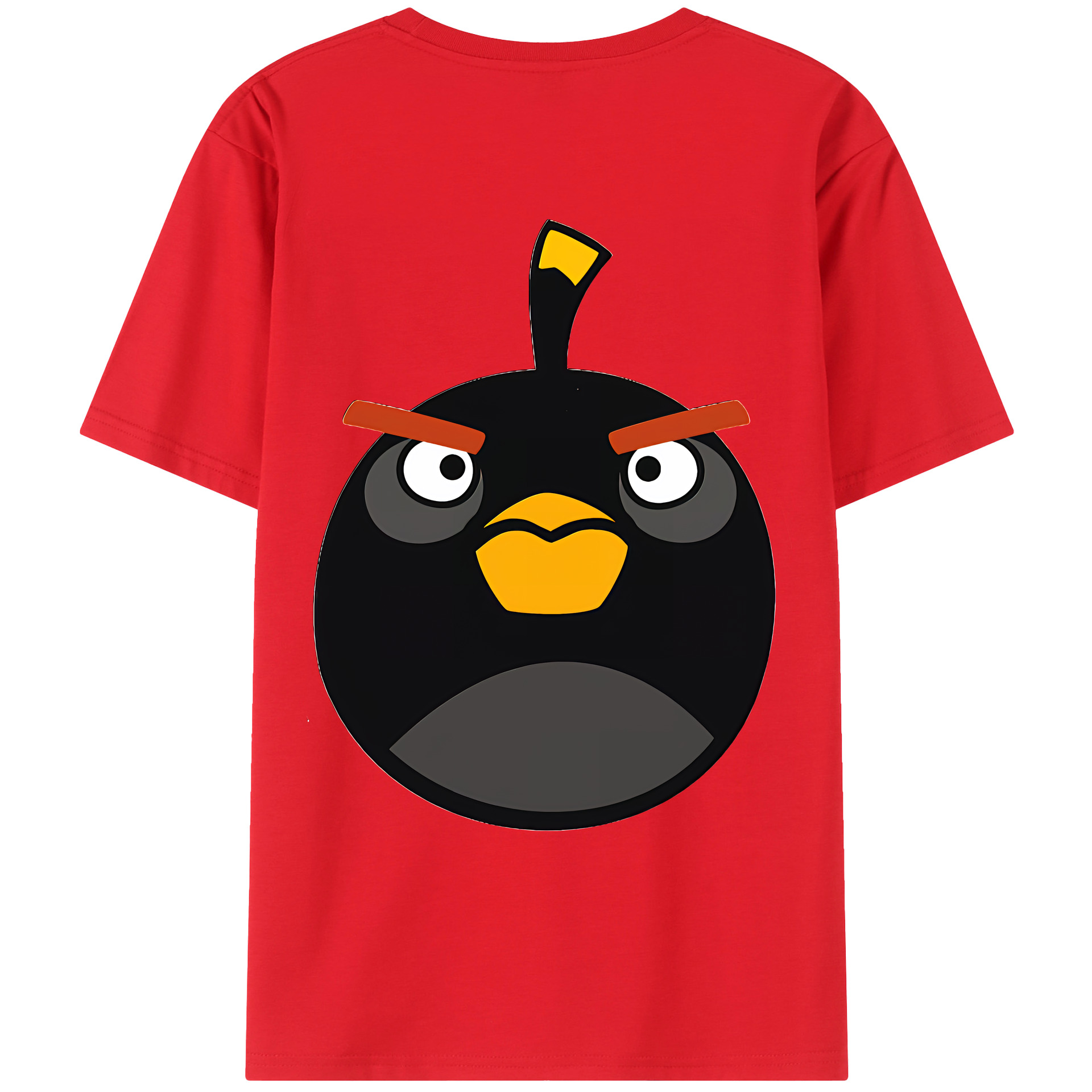 （画像用） Angry Birds アングリーバード 綿100％ メンズ半袖Tシャツ（バックプリント） 通気性