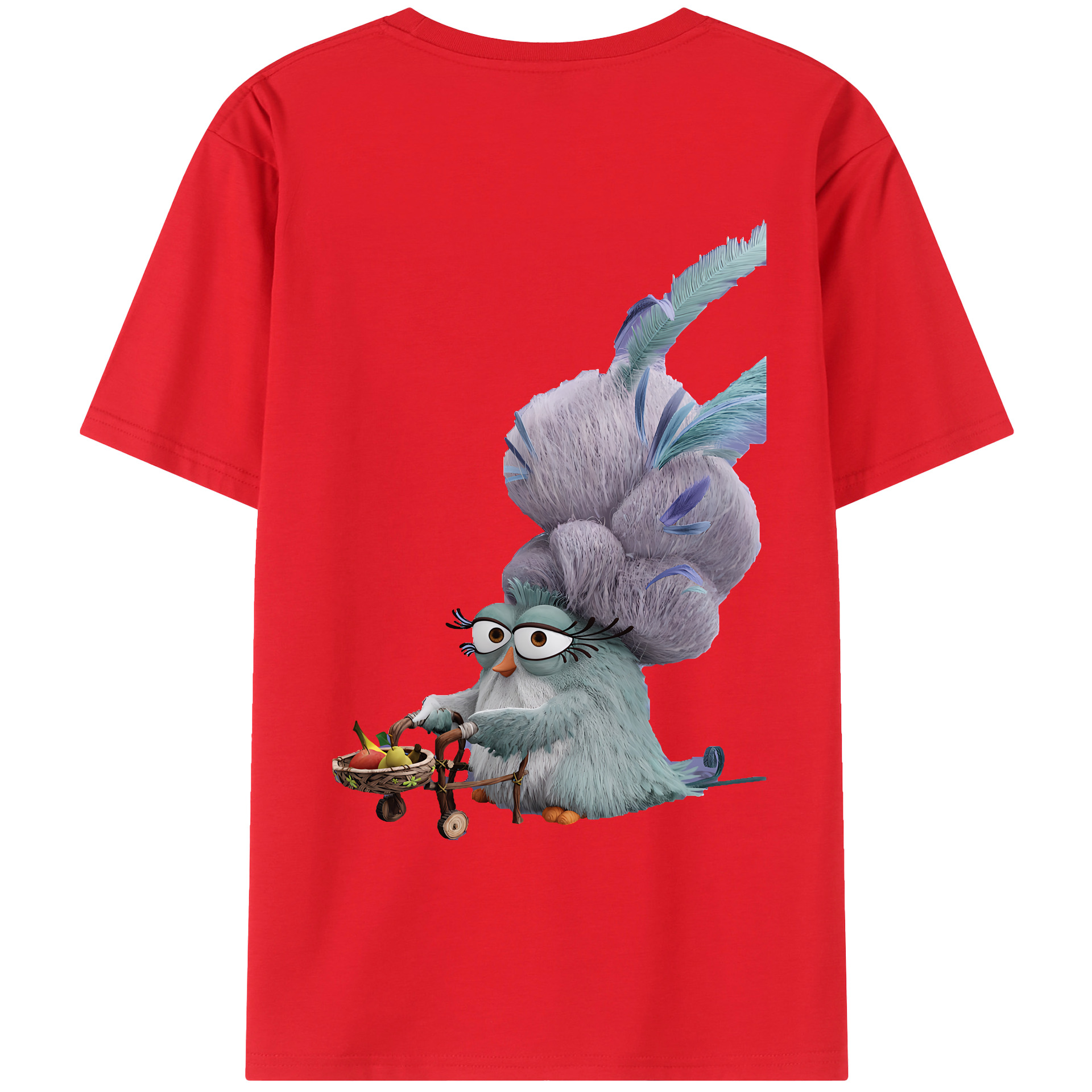 （画像用） Angry Birds アングリーバード 綿100％ メンズ半袖Tシャツ（バックプリント） 通気性