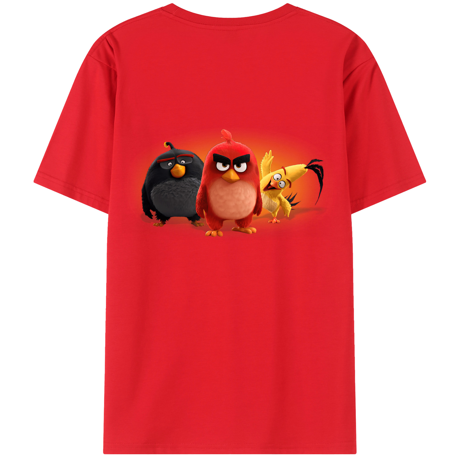 （画像用） Angry Birds アングリーバード 綿100％ メンズ半袖Tシャツ（バックプリント） 通気性