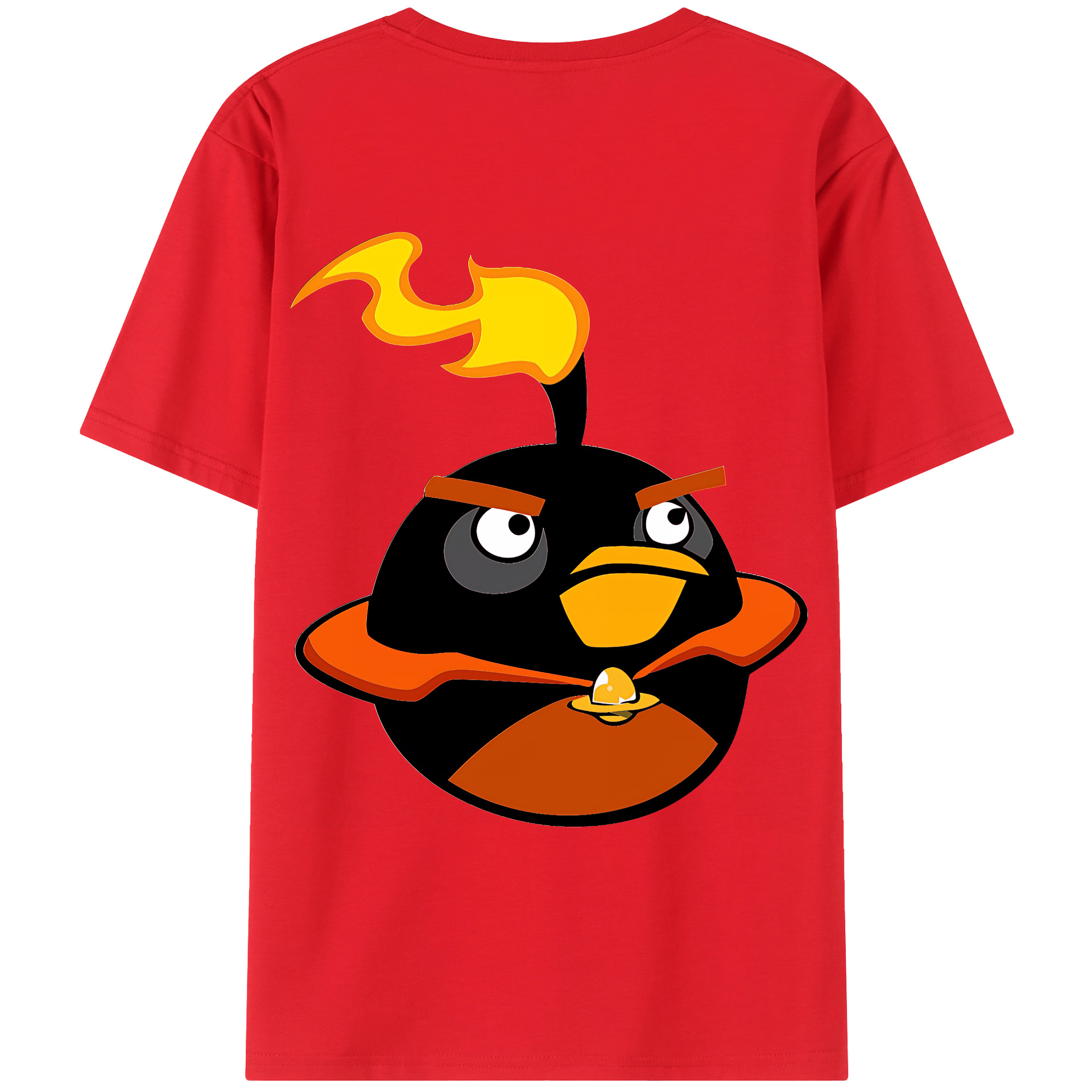 （画像用） Angry Birds アングリーバード 綿100％ メンズ半袖Tシャツ（バックプリント） 通気性