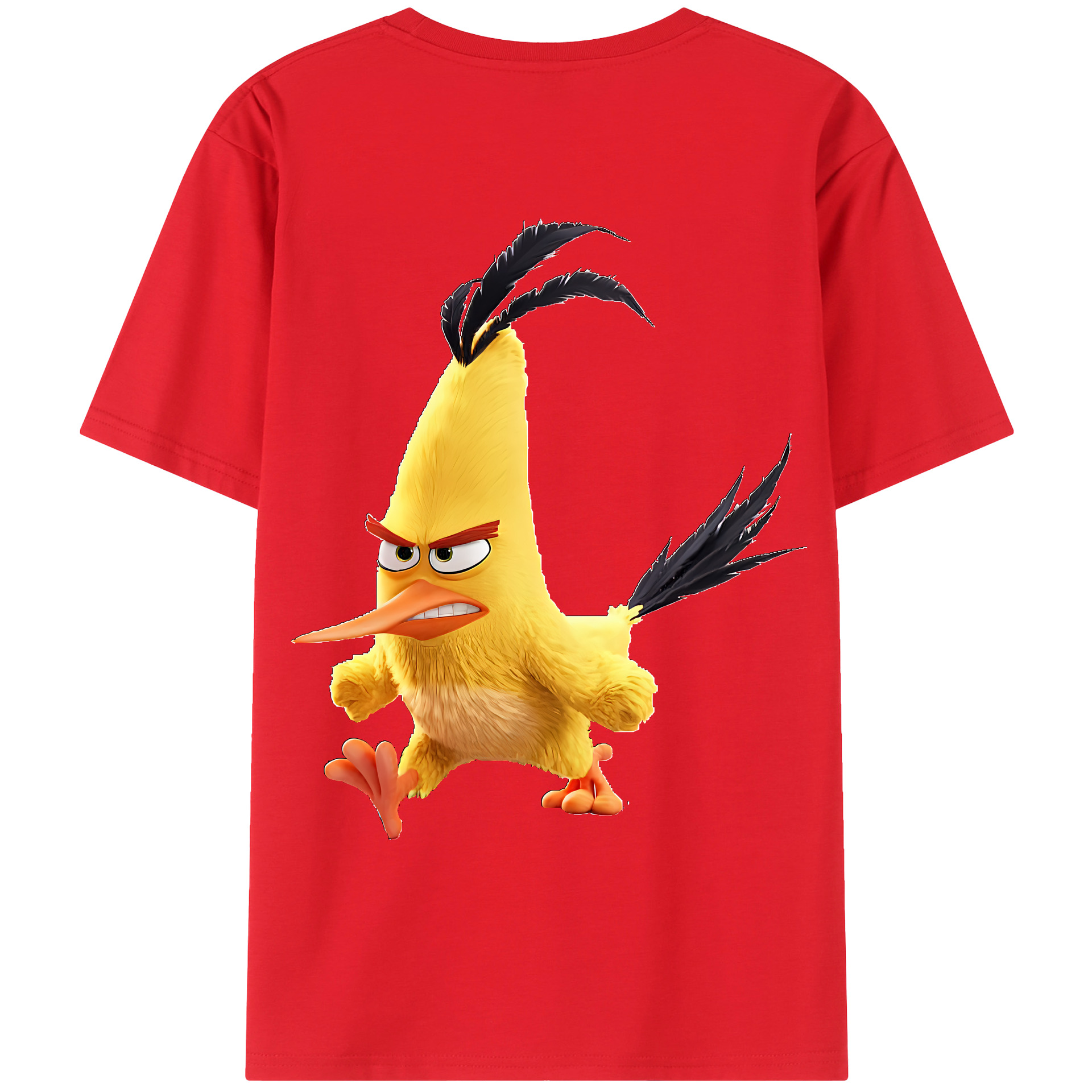 （画像用） Angry Birds アングリーバード 綿100％ メンズ半袖Tシャツ（バックプリント） 通気性