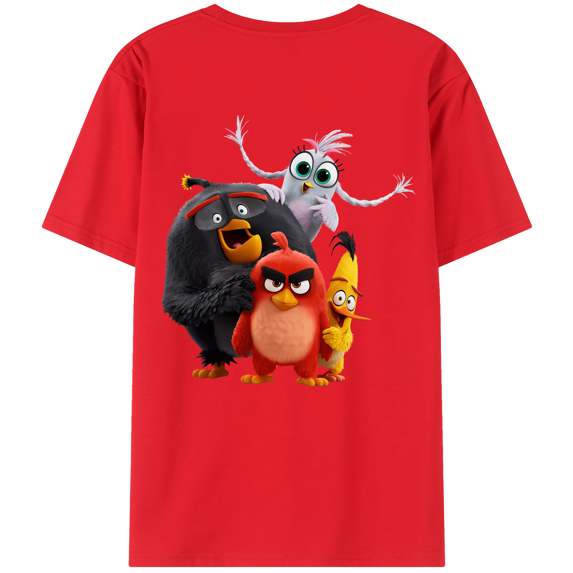 （画像用） Angry Birds アングリーバード 綿100％ メンズ半袖Tシャツ（バックプリント） 通気性