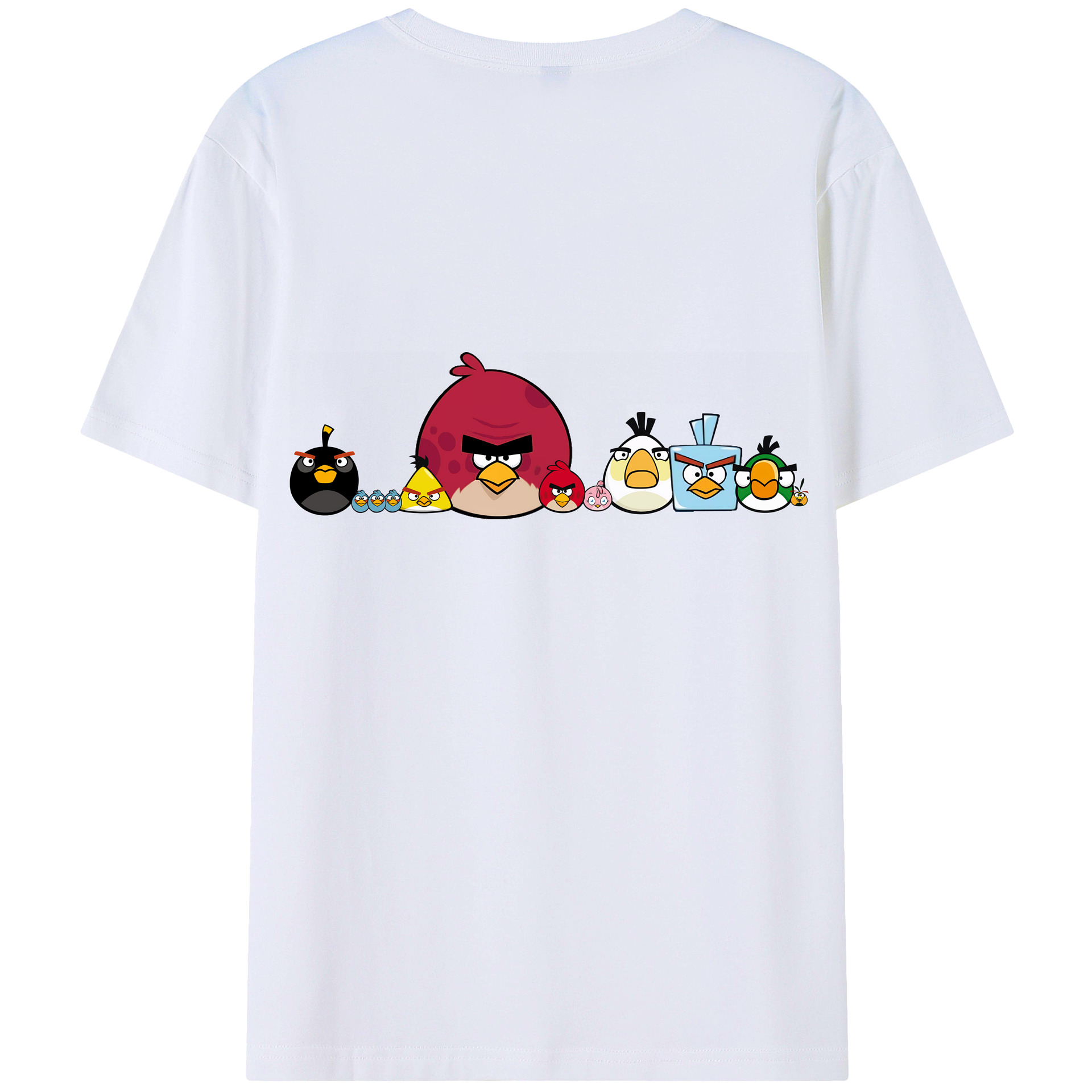 （画像用） Angry Birds アングリーバード 綿100％ メンズ半袖Tシャツ（バックプリント） 通気性
