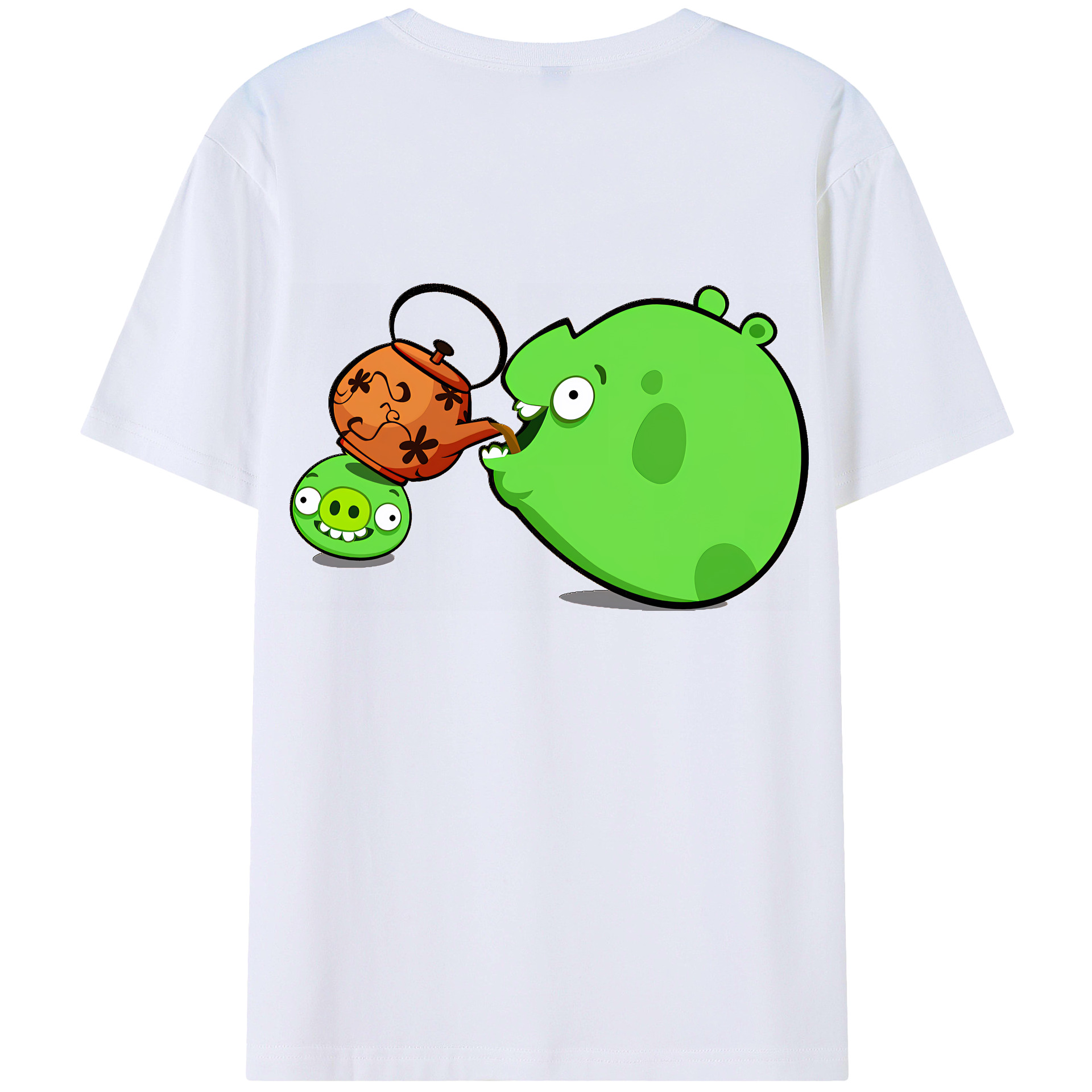 （画像用） Angry Birds アングリーバード 綿100％ メンズ半袖Tシャツ（バックプリント） 通気性