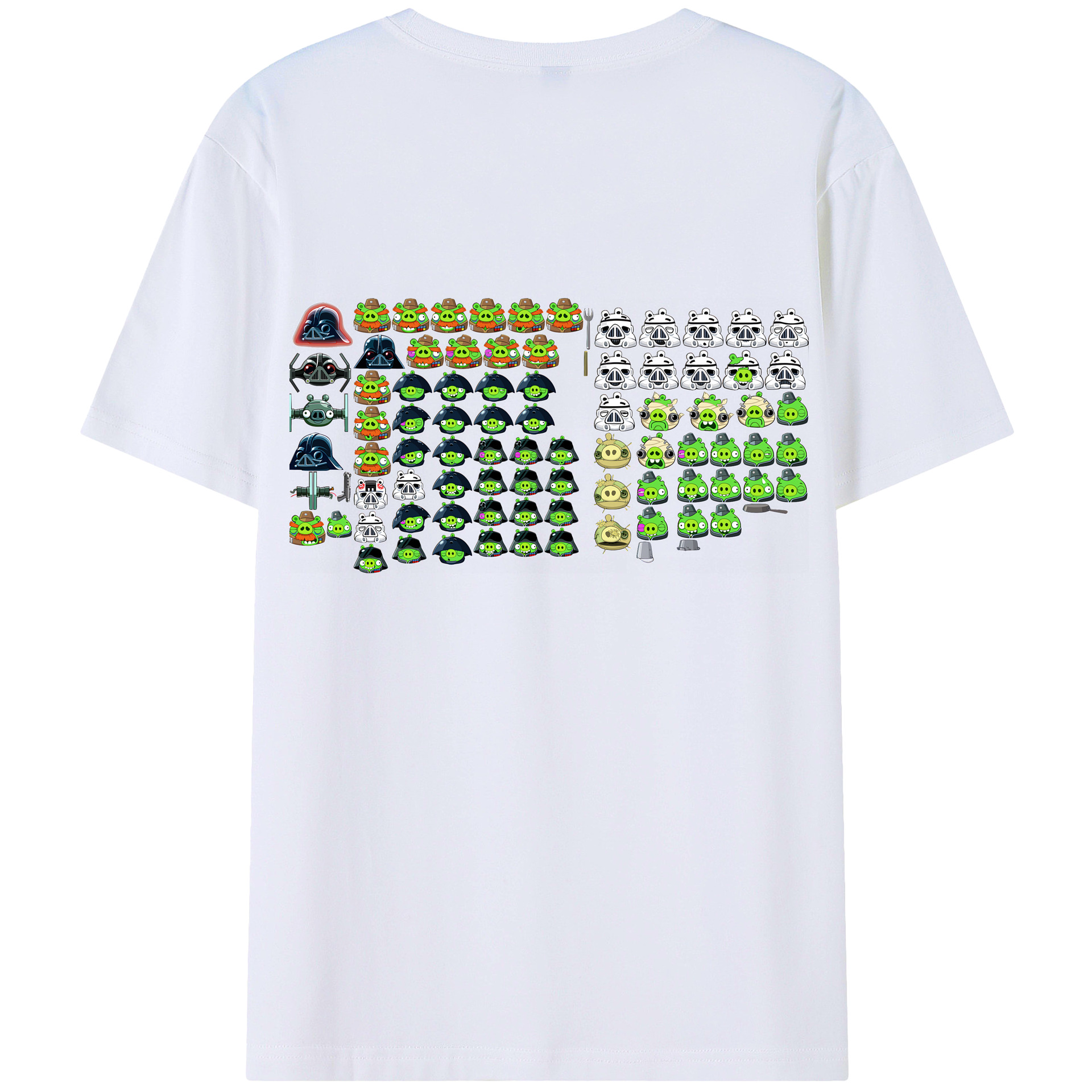 （画像用） Angry Birds アングリーバード 綿100％ メンズ半袖Tシャツ（バックプリント） 通気性