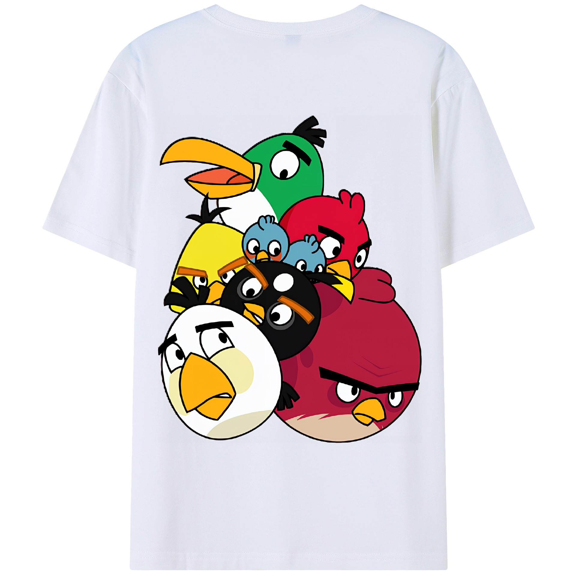 （画像用） Angry Birds アングリーバード 綿100％ メンズ半袖Tシャツ（バックプリント） 通気性