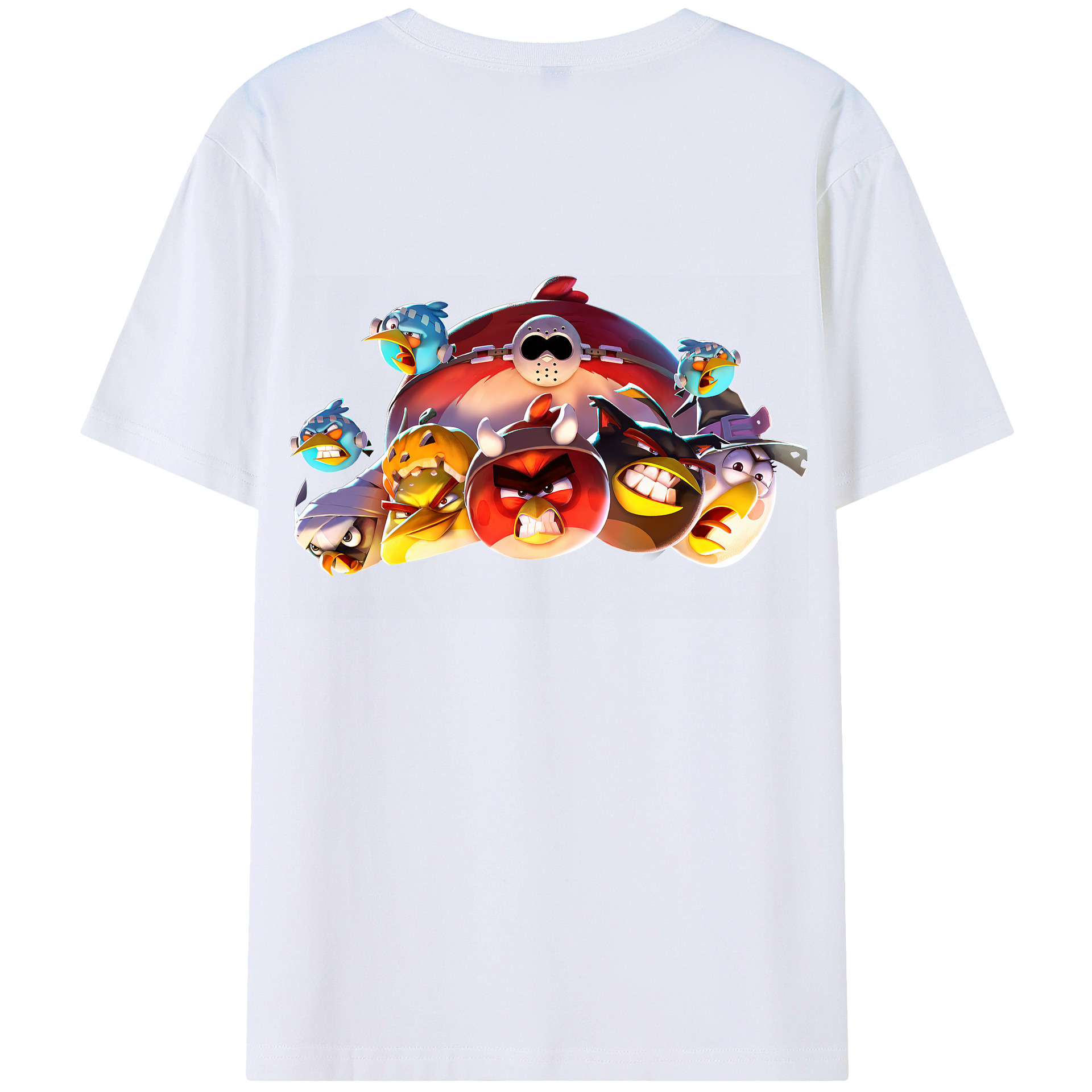 （画像用） Angry Birds アングリーバード 綿100％ メンズ半袖Tシャツ（バックプリント） 通気性