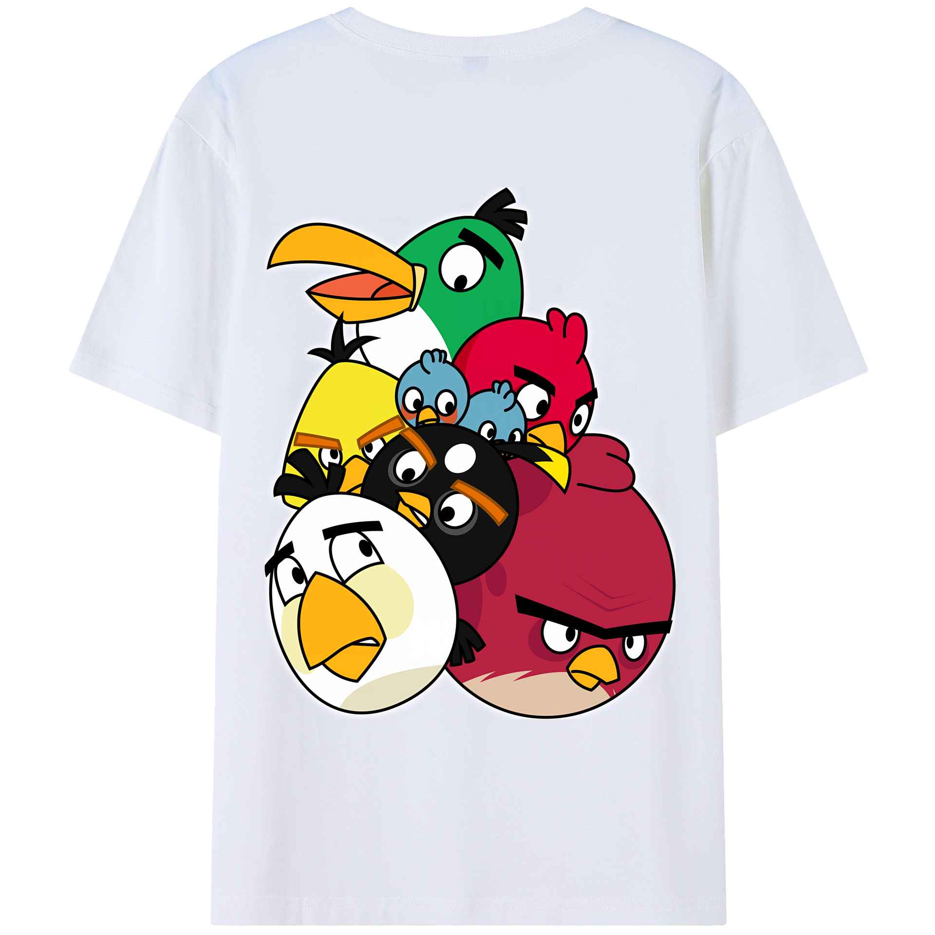 （画像用） Angry Birds アングリーバード 綿100％ メンズ半袖Tシャツ（バックプリント） 通気性