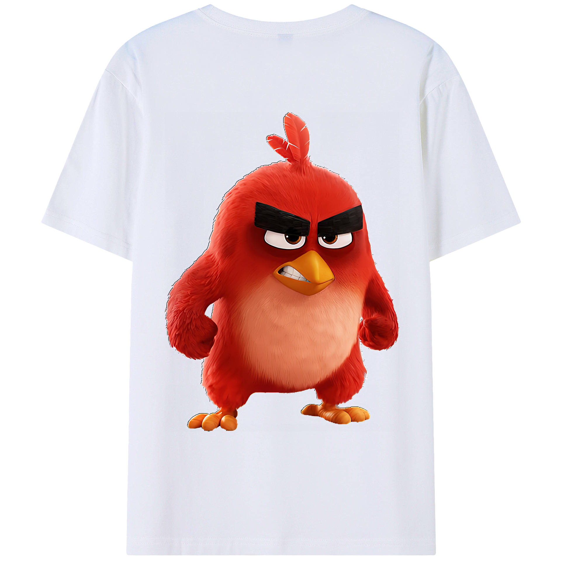 （画像用） Angry Birds アングリーバード 綿100％ メンズ半袖Tシャツ（バックプリント） 通気性