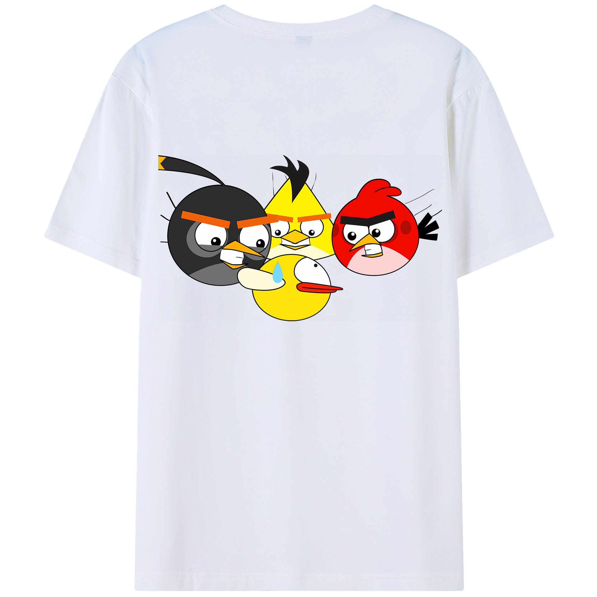 （画像用） Angry Birds アングリーバード 綿100％ メンズ半袖Tシャツ（バックプリント） 通気性