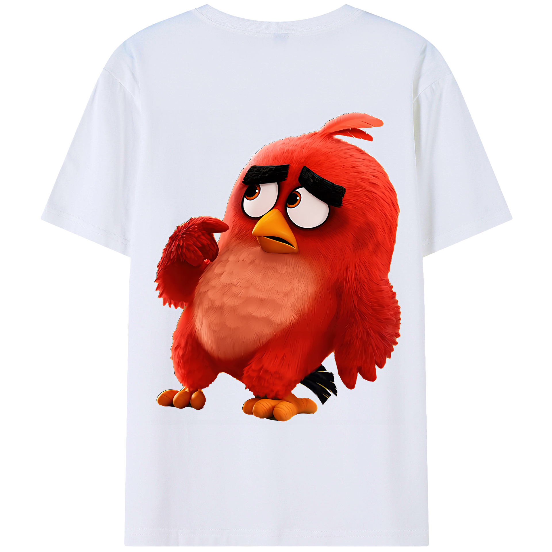 （画像用） Angry Birds アングリーバード 綿100％ メンズ半袖Tシャツ（バックプリント） 通気性