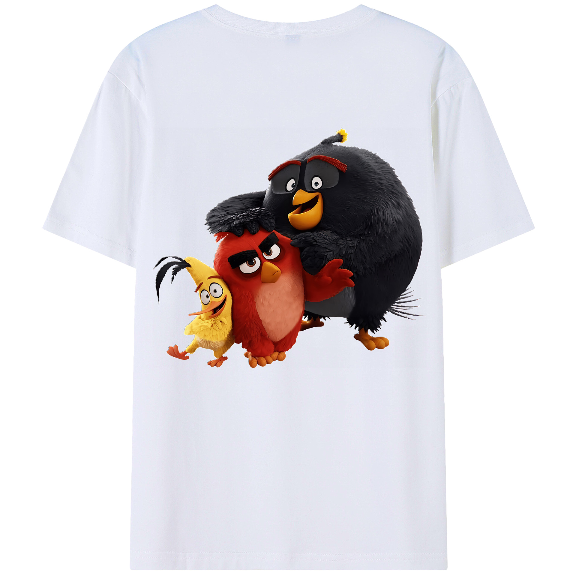 （画像用） Angry Birds アングリーバード 綿100％ メンズ半袖Tシャツ（バックプリント） 通気性